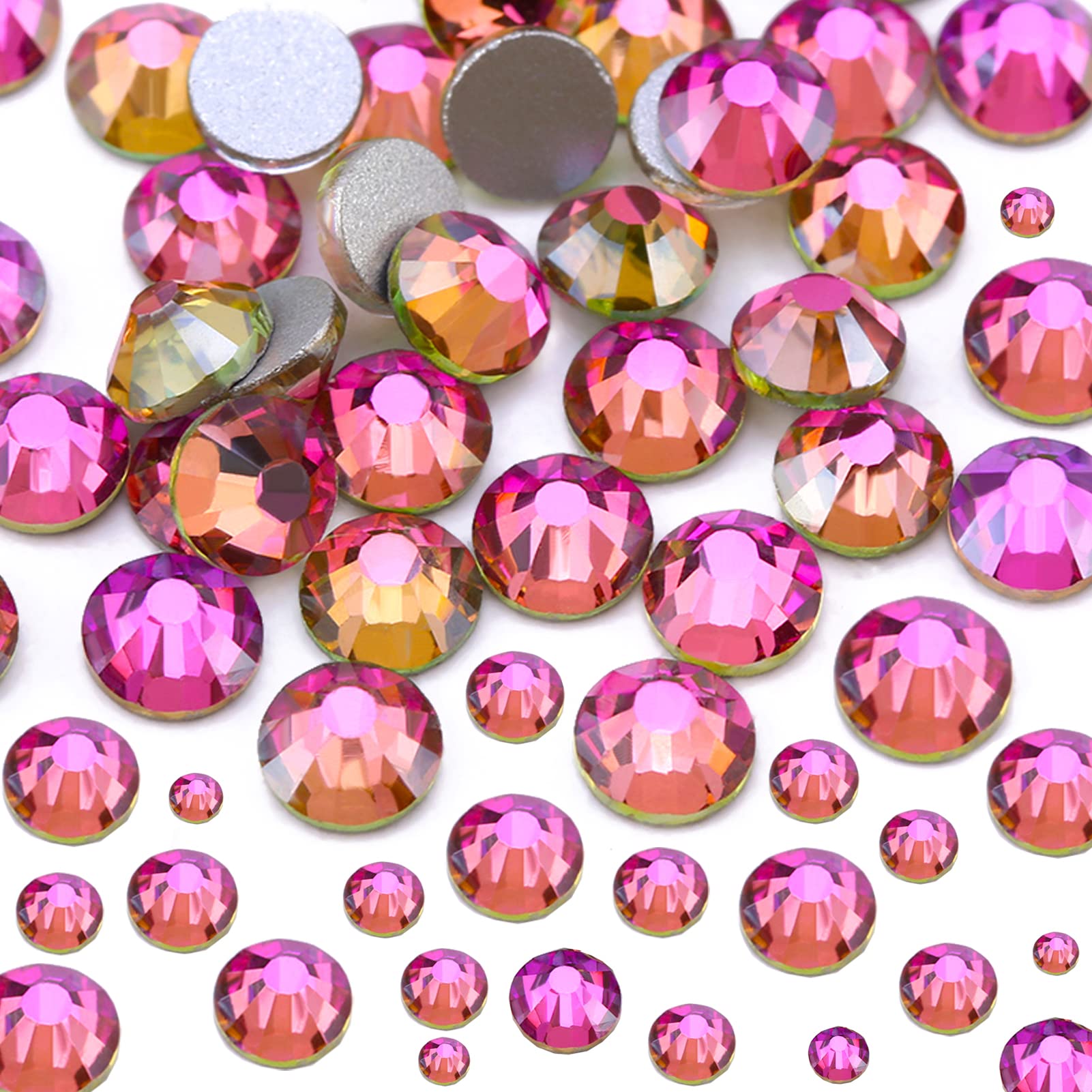 Dowarm 2650 Pieces Glass Flat Back Crystal Rhinestones Round Gems, 6 Sizes  1.5mm - 6.5mm