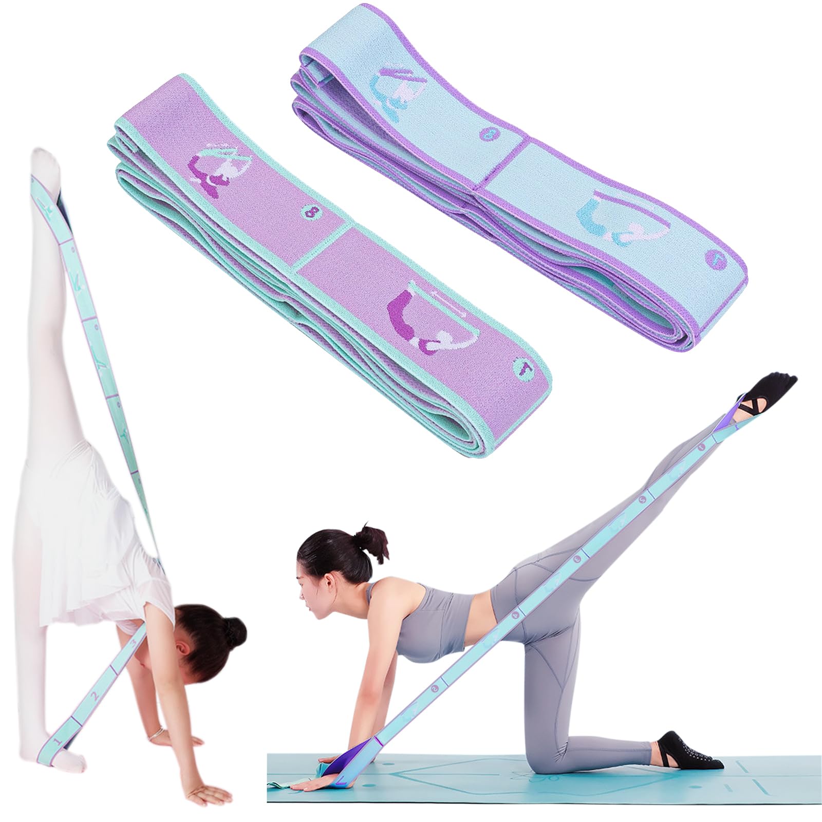 8 Schlaufen Yoga Gurt Set - Elastisches Dehnungsband Für Yoga, Pilates & Stretching