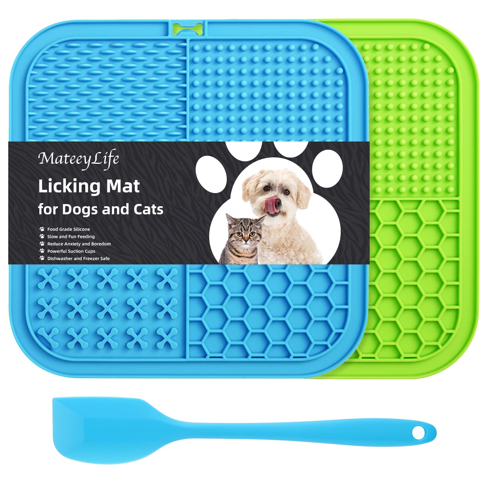 MateeyLife Licking Mat for Dogs and Cats 2PCS, Premium Lick Mats