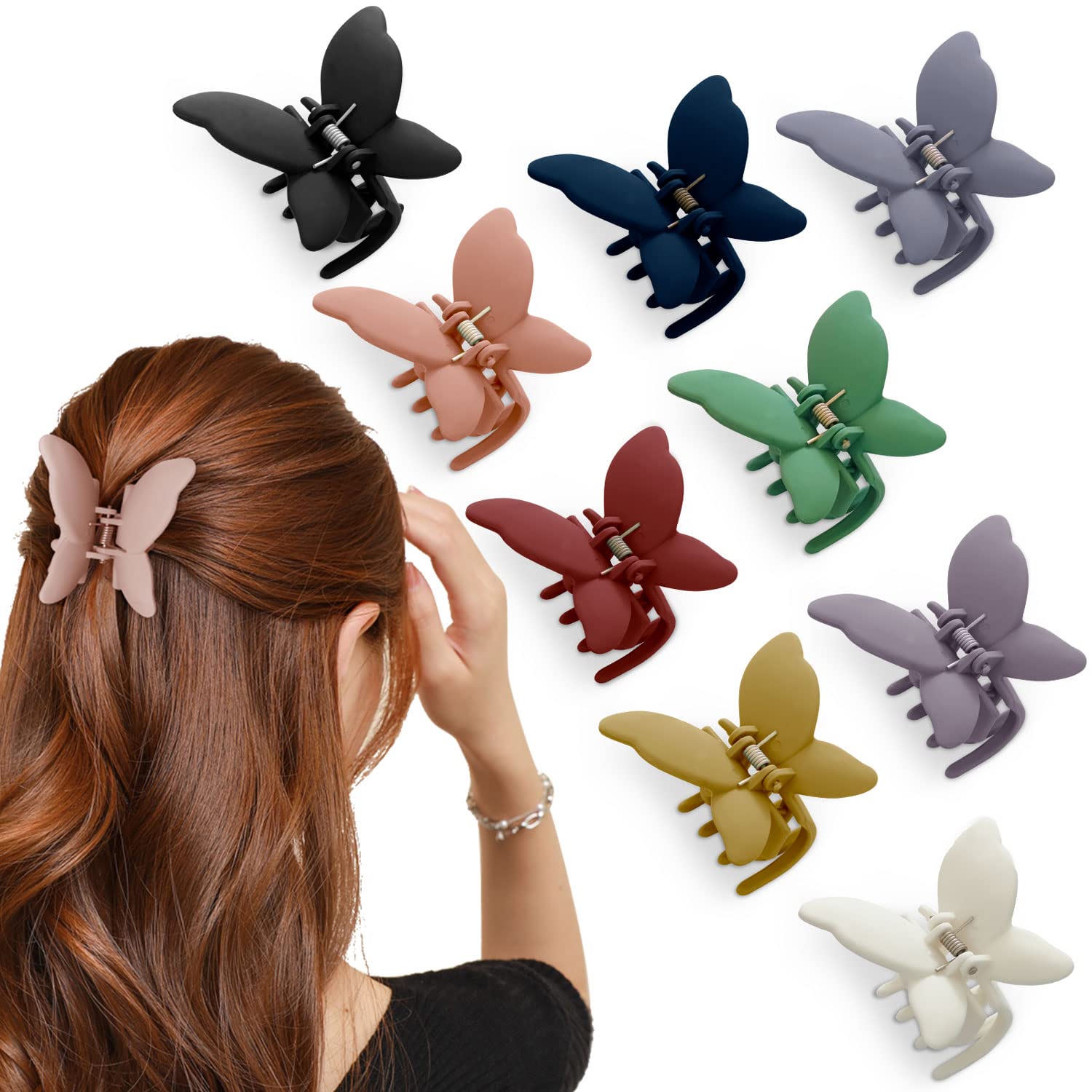 Abnaok 9 Pcs Butterfly Claw Clips Cute Butterfly Hair Clips 2.6 Inch Non  Slip Matte Jaw Clips 9 Colors Strong Hold Butterfly Hair Clamps for Women  Girls Thick Thin Hair 9PCS Butterfly Claw Clips