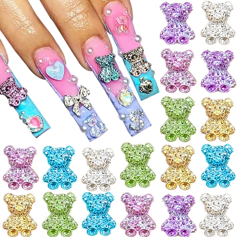 30pcs/bag Kawaii Bear Nail Art Accessories Transparent Resin Bear Nail  Charms Gummy Stones Jewelry 3D Nail Parts Decoracion Uñas - AliExpress