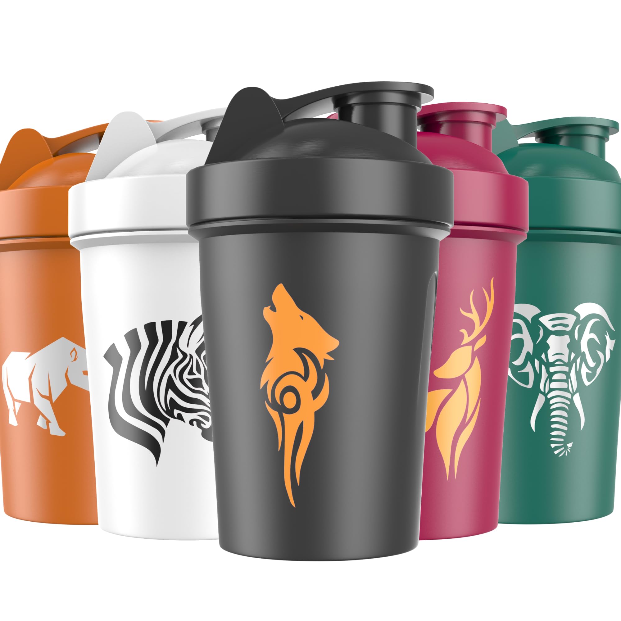 JEELA SPORTS 5 PACK Protein Shaker Bottles for Protein Mixes 20 OZ