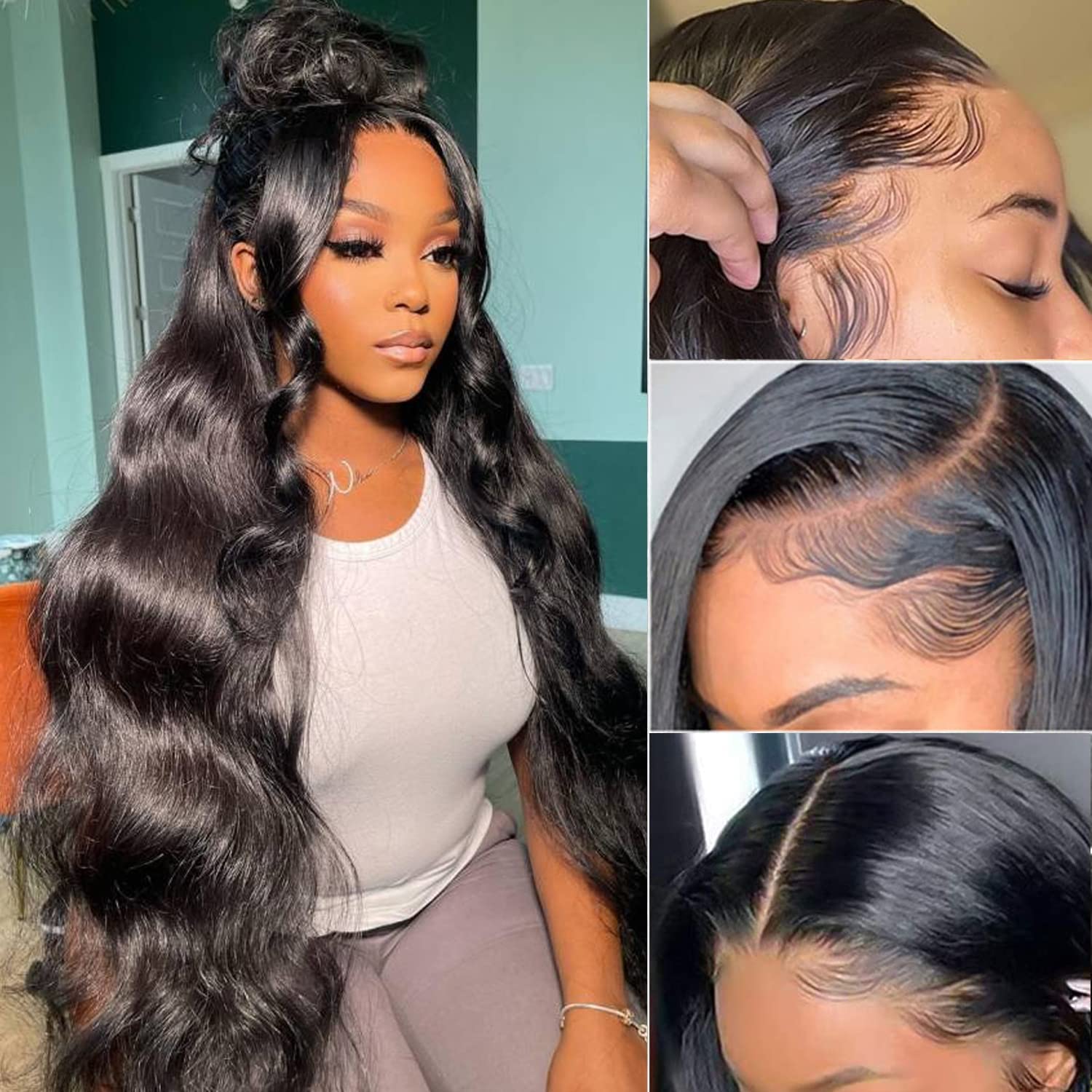 HD 360 Lace Frontal Wig Full Lace Human Hair Wigs 360 Straight Wig Peruvian  Human Hair Preplucked Bleached Knots For Black Women