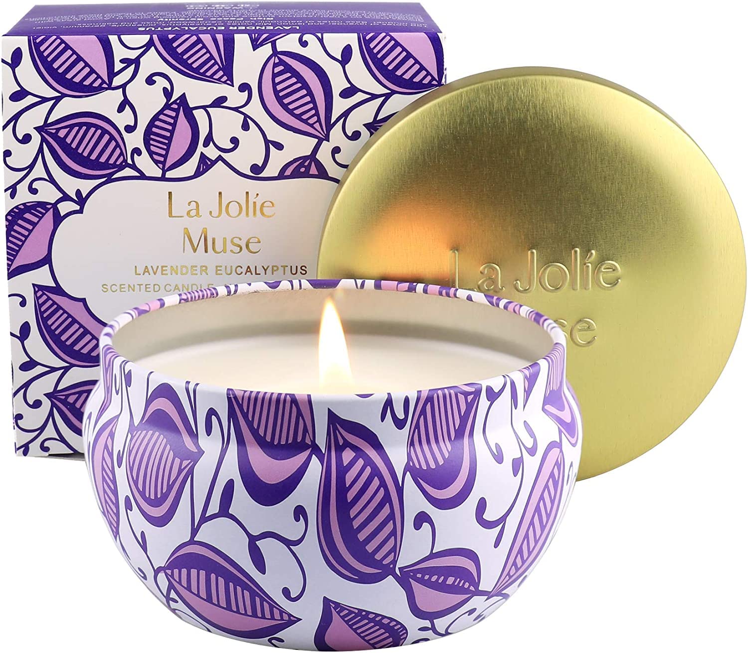 La Jolie Muse Scented Candles Vanilla Coconut Candle Soy Wax, Gold Travel Tin