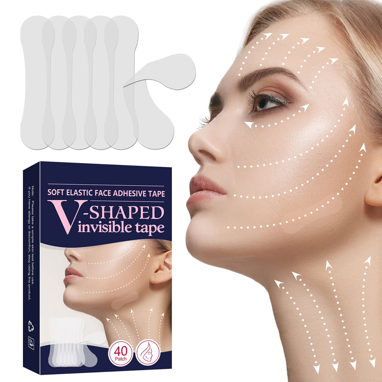 Face Lift Tape, 40PCS Face Lifting Strips - Ultra-thin Waterproof & High  Elasticity, Invisible Face Tape to Lifting Saggy Skin & Hiding Facial