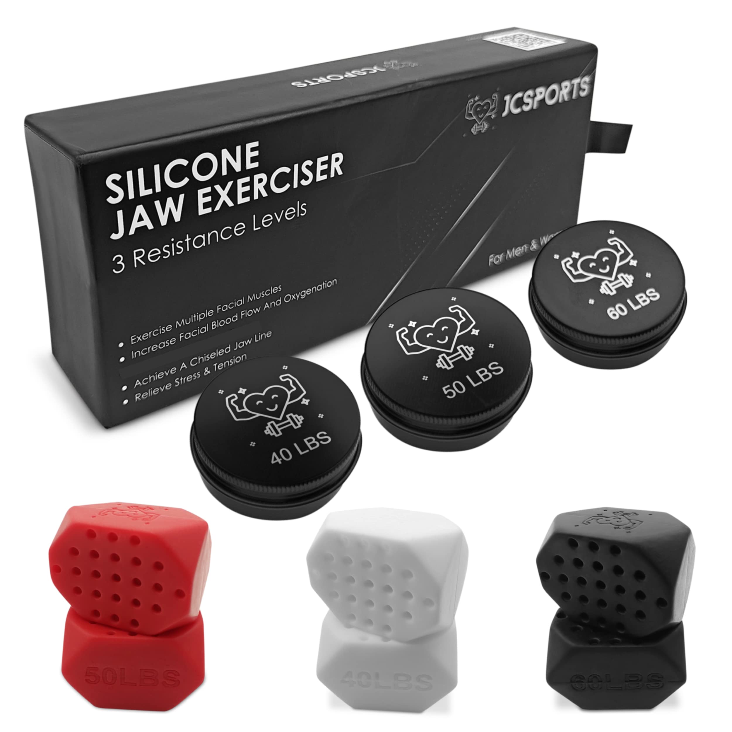 3PCS Jaw Exerciser Kit 3 Resistance Levels Silicone Jawline