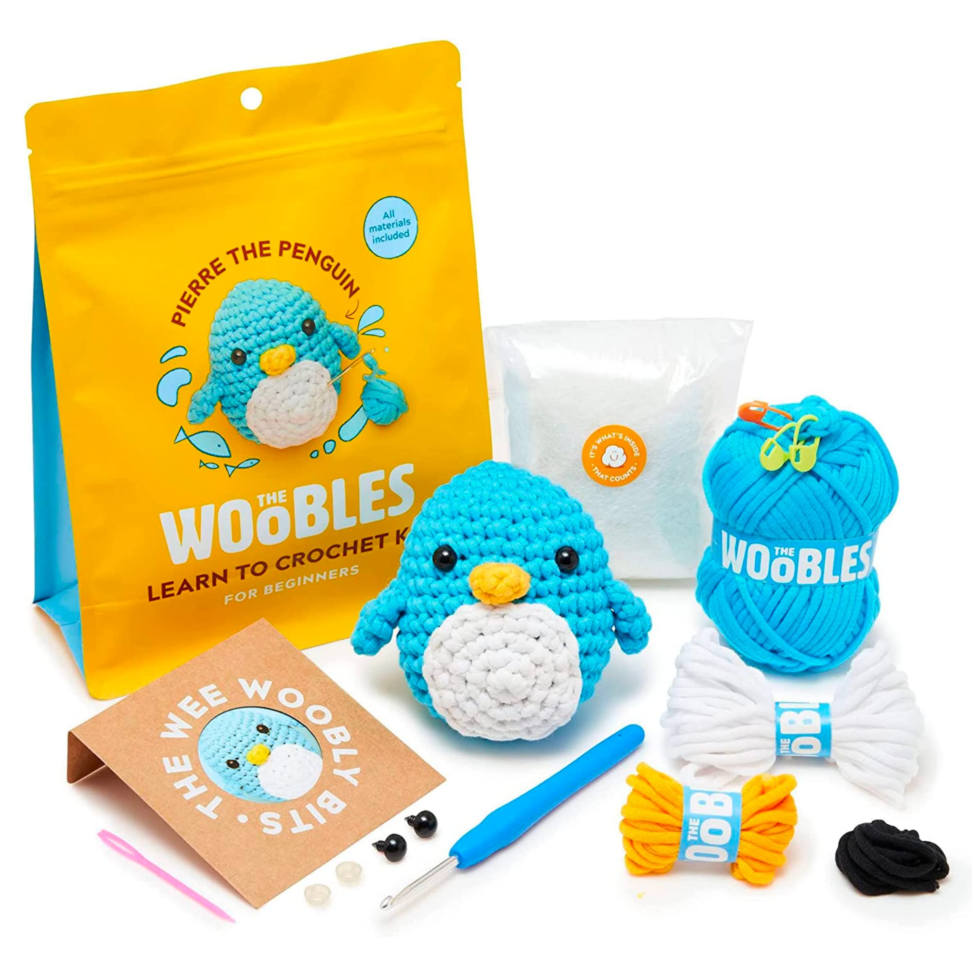 The Woobles Beginners Crochet Kit with Easy Peasy Yarn as seen on Shark  Tank - Crochet Kit for Beginners with Step-by-Step Video Tutorials - Pierre  The Penguin