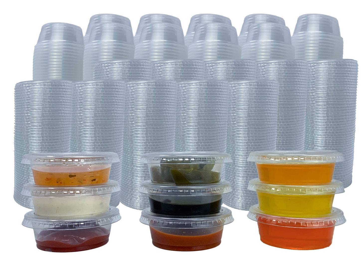 1000 Pack Jelly Shot Cups with Lids Plastic Small Containers Portion Cups  Disposable Souffle Cups Sauce Cups Salad Dressing Container Plastic Food