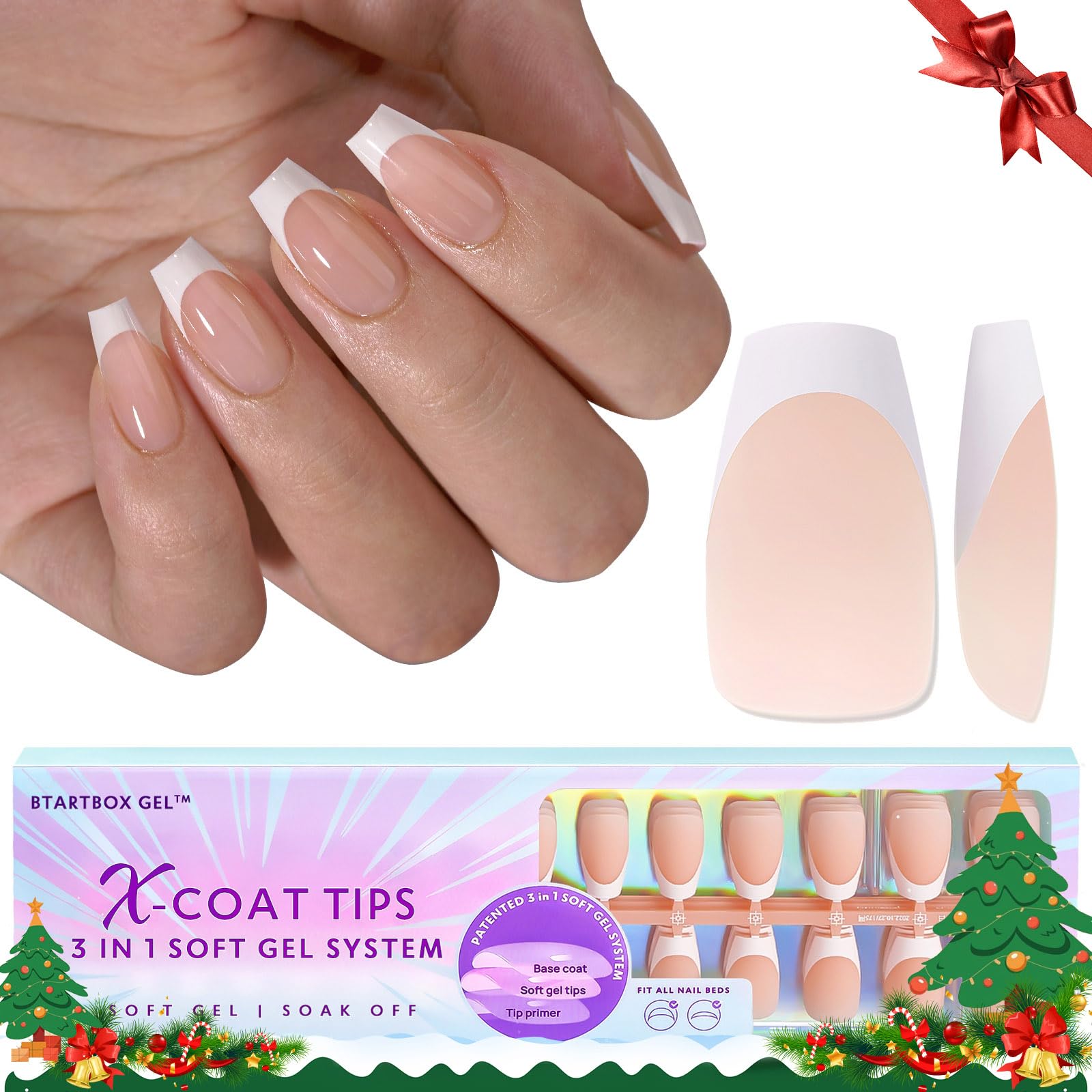 Gel X Tips Nail Extension System Full Cover Pre-shaped Coffin Long False  Tip