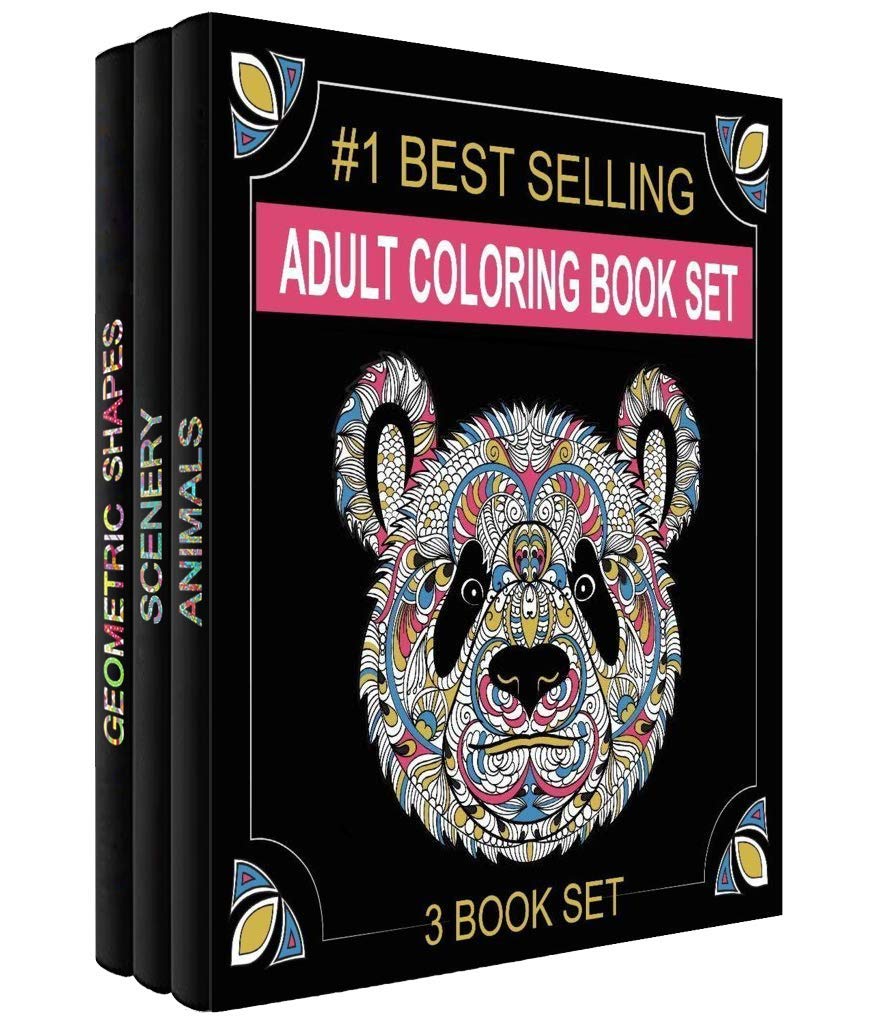 Adult Coloring Books Set - 3 Coloring Books for Grownups - 120