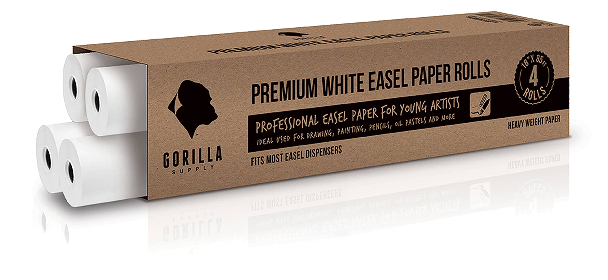 Gorilla Paper 18” x 85' White Kraft Arts and Easel Craft Wrapping