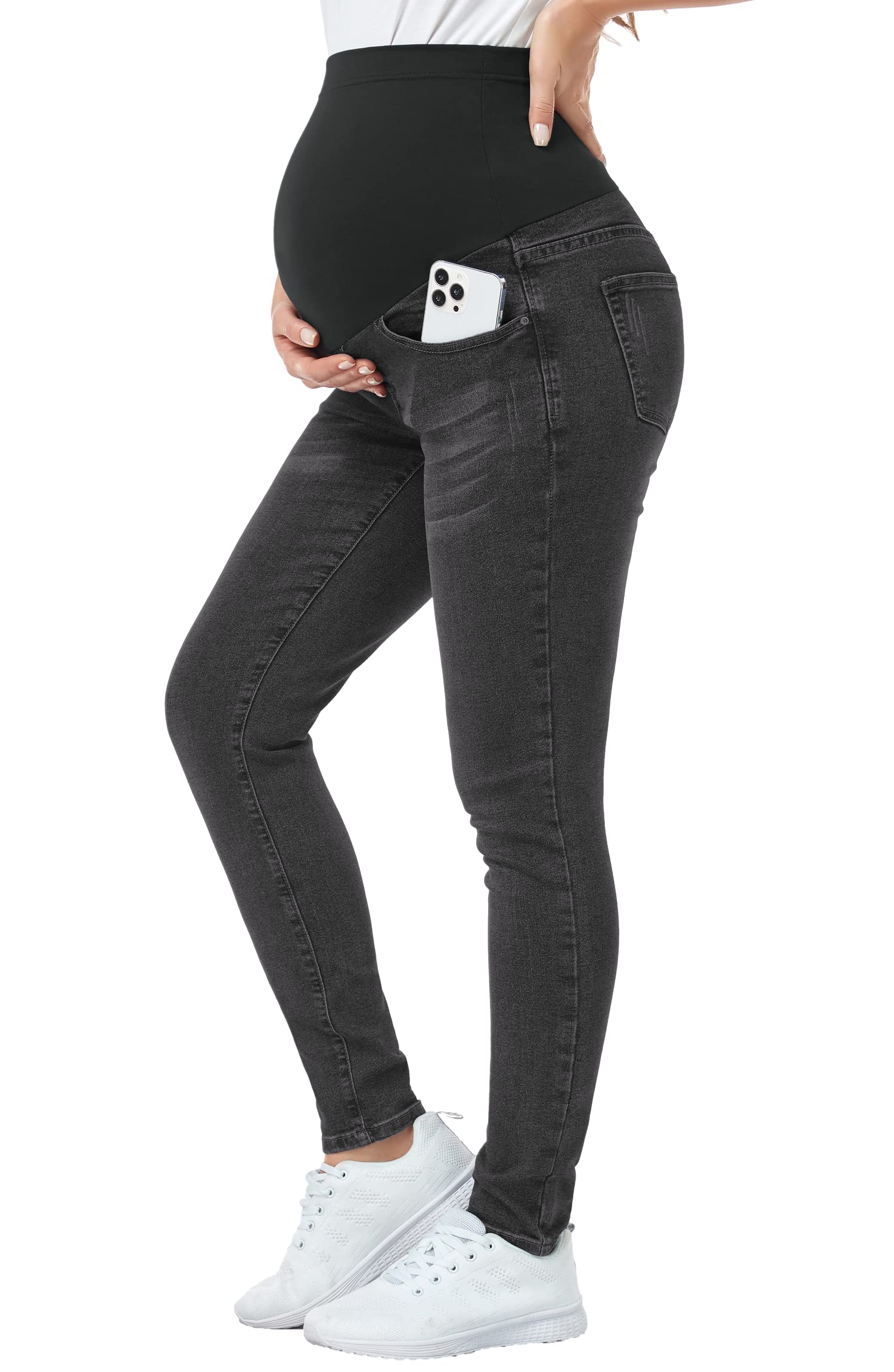 PACBREEZE Women's Maternity Jeans Over The Belly Slim Stretchy