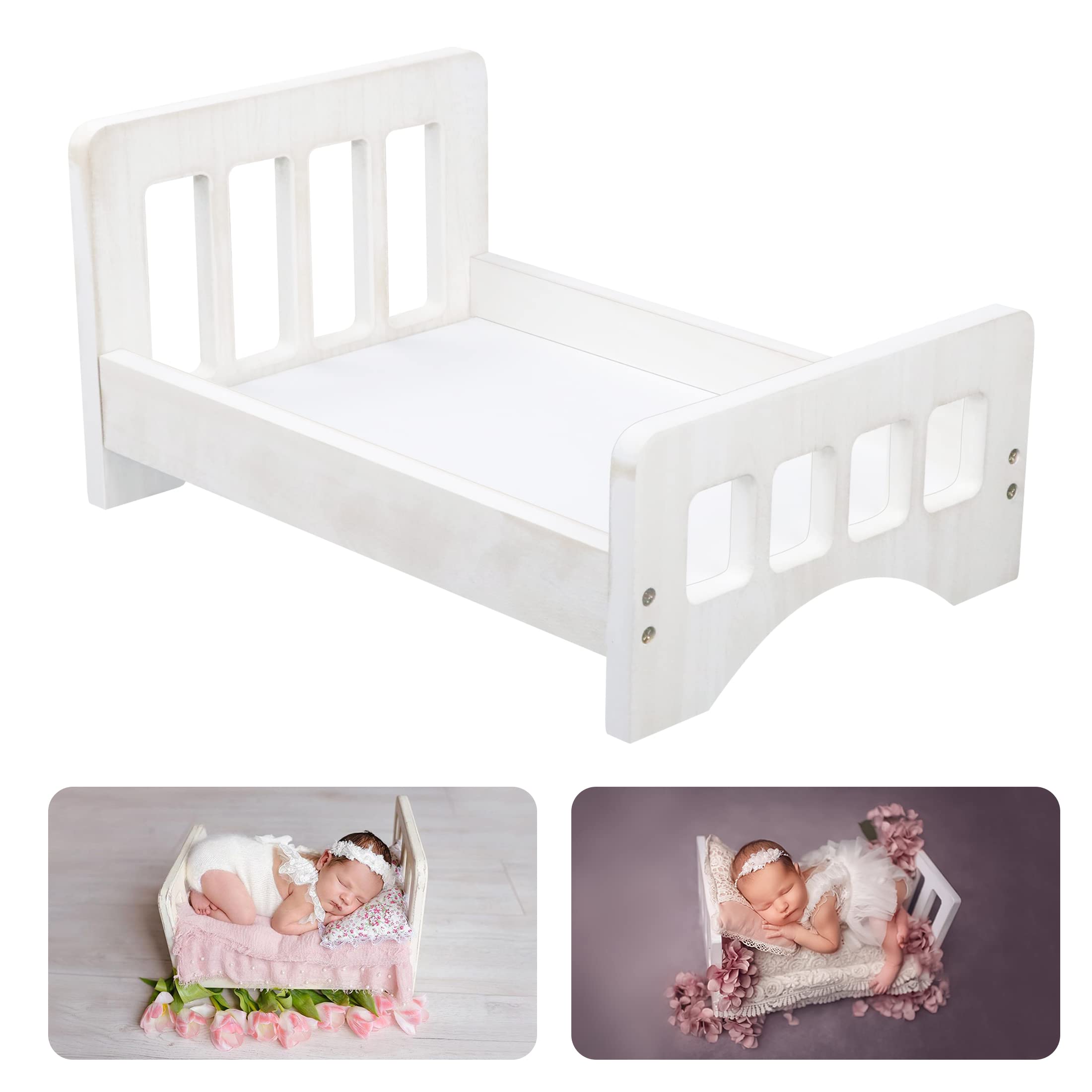 Aazon.co: Newborn Photography Props Brown Wooden Bed Baby Photoshoot