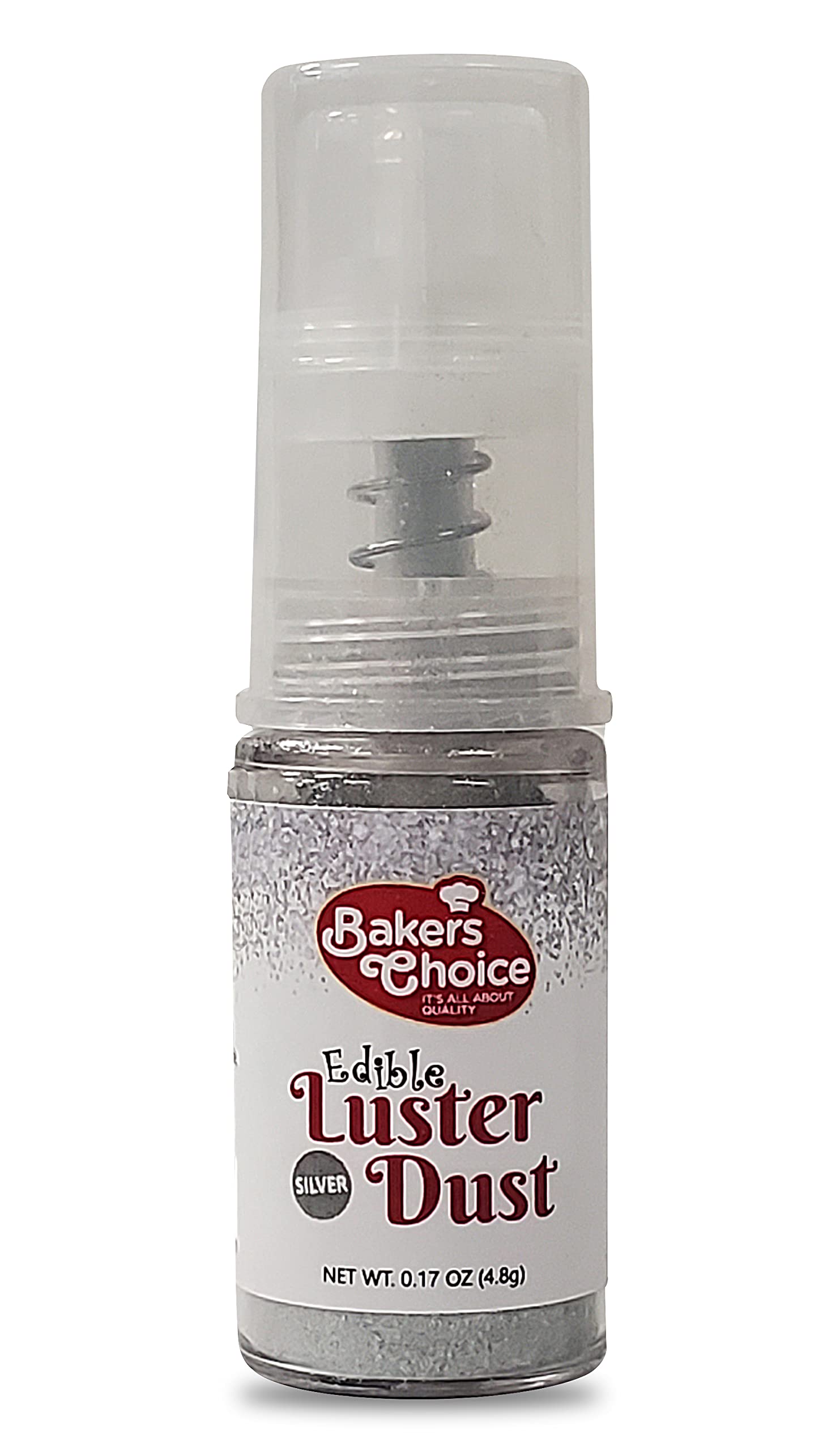 Baker's Choice Edible Glitter - Silver Edible Luster Dust - 4.8 grams - Silver  Edible Glitter For Cakes,Cookies,Cupcakes,Cake Pops,Chocolate and Fondant -  Dairy Free,Kosher - Bakers Choice