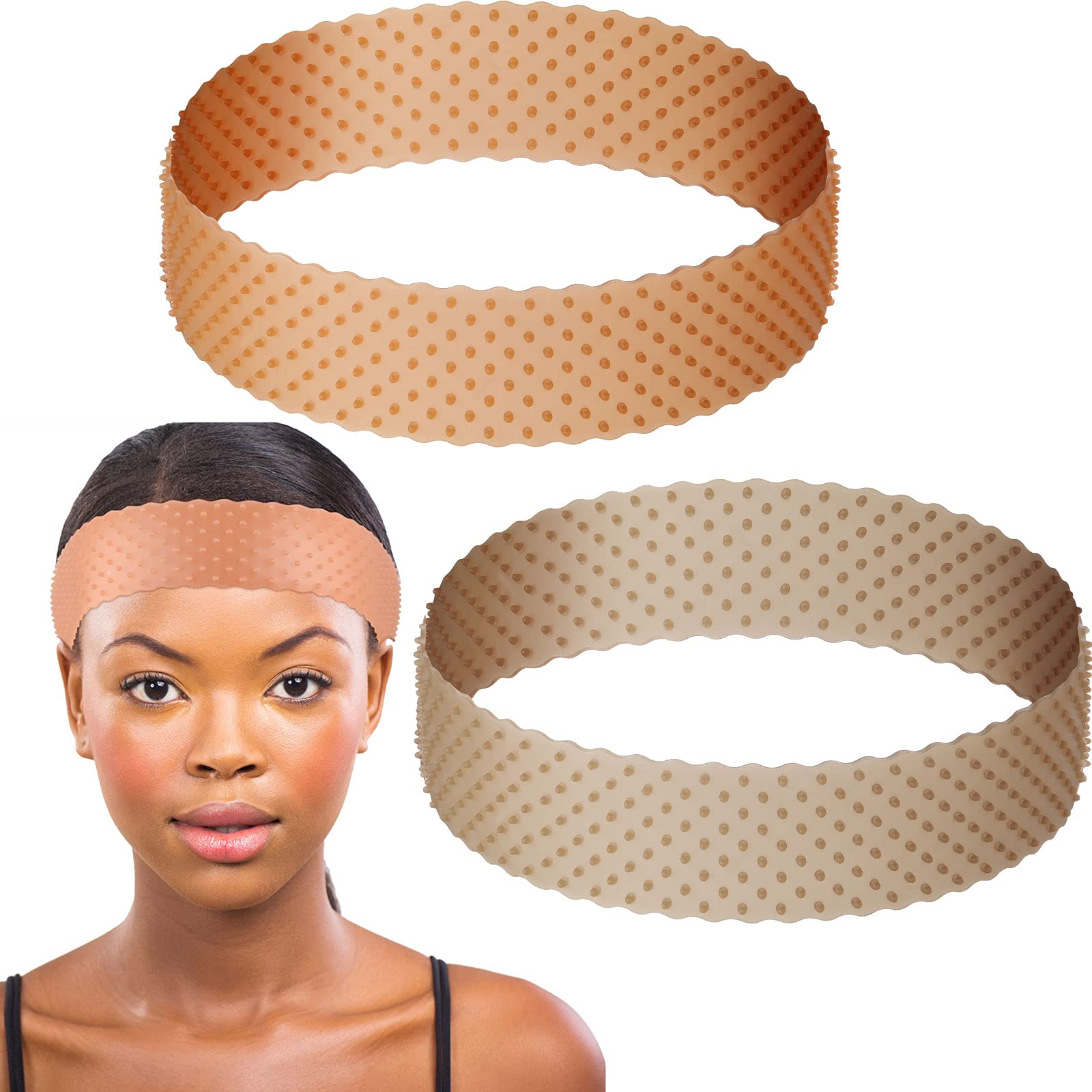 WILLBOND 2 Pieces Silicone Wig Grip Band Adjustable Silicone Wig Headband  No Slip Wig Bands Seamless