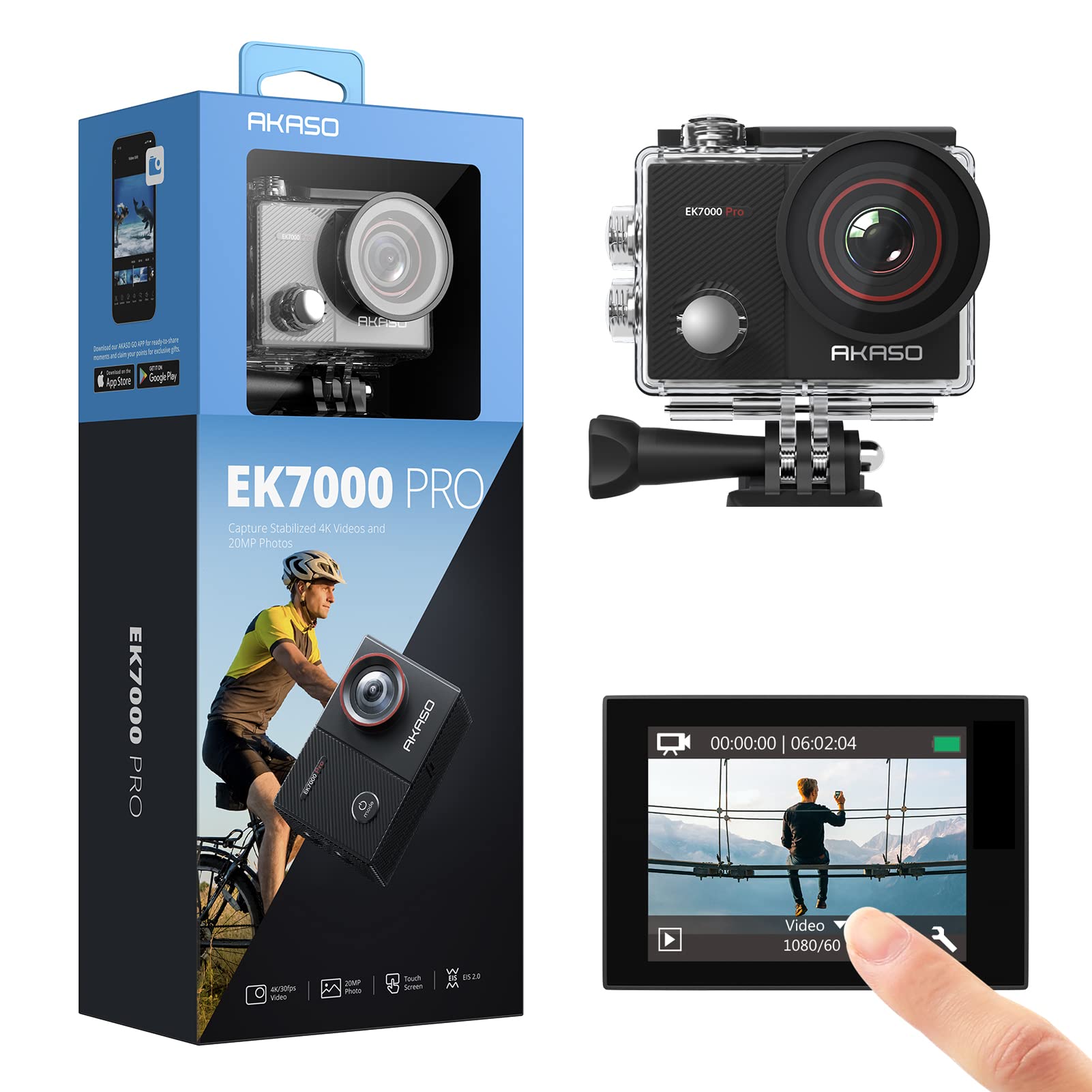 AKASO Brave 7 LE Caméra Sport 4K 30FPS 20MP WiFi, Action Cam 40M avec