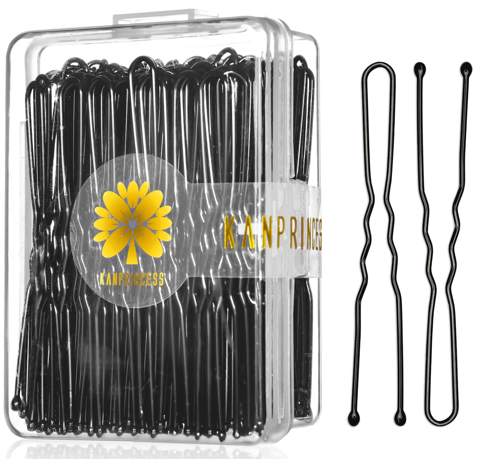 KANPRINCESS 100PCS 2.4Inch U Shaped Hair Pins Black Bobby Pins for