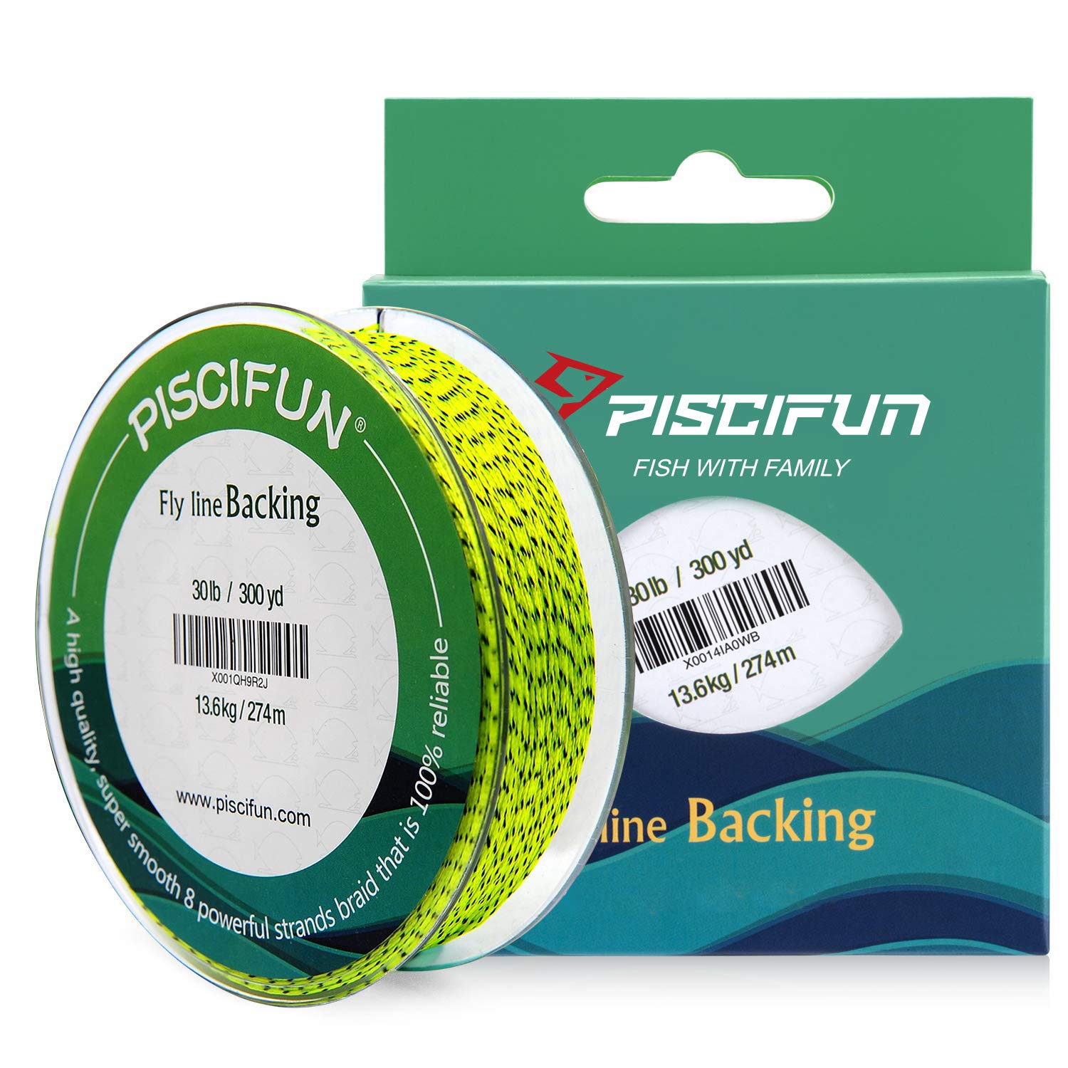 Piscifun Fly Line Backing, Braided Fly Backing Line with Orange, White,  Fluorescent Yellow Color, 20lb, 30lb