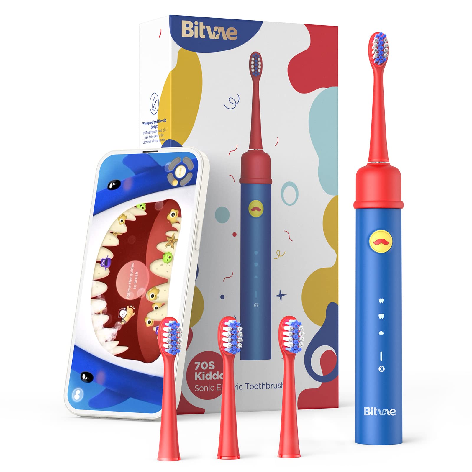 Bitvae Kids Electric Toothbrushes with 4 Brush Heads, Battery Power