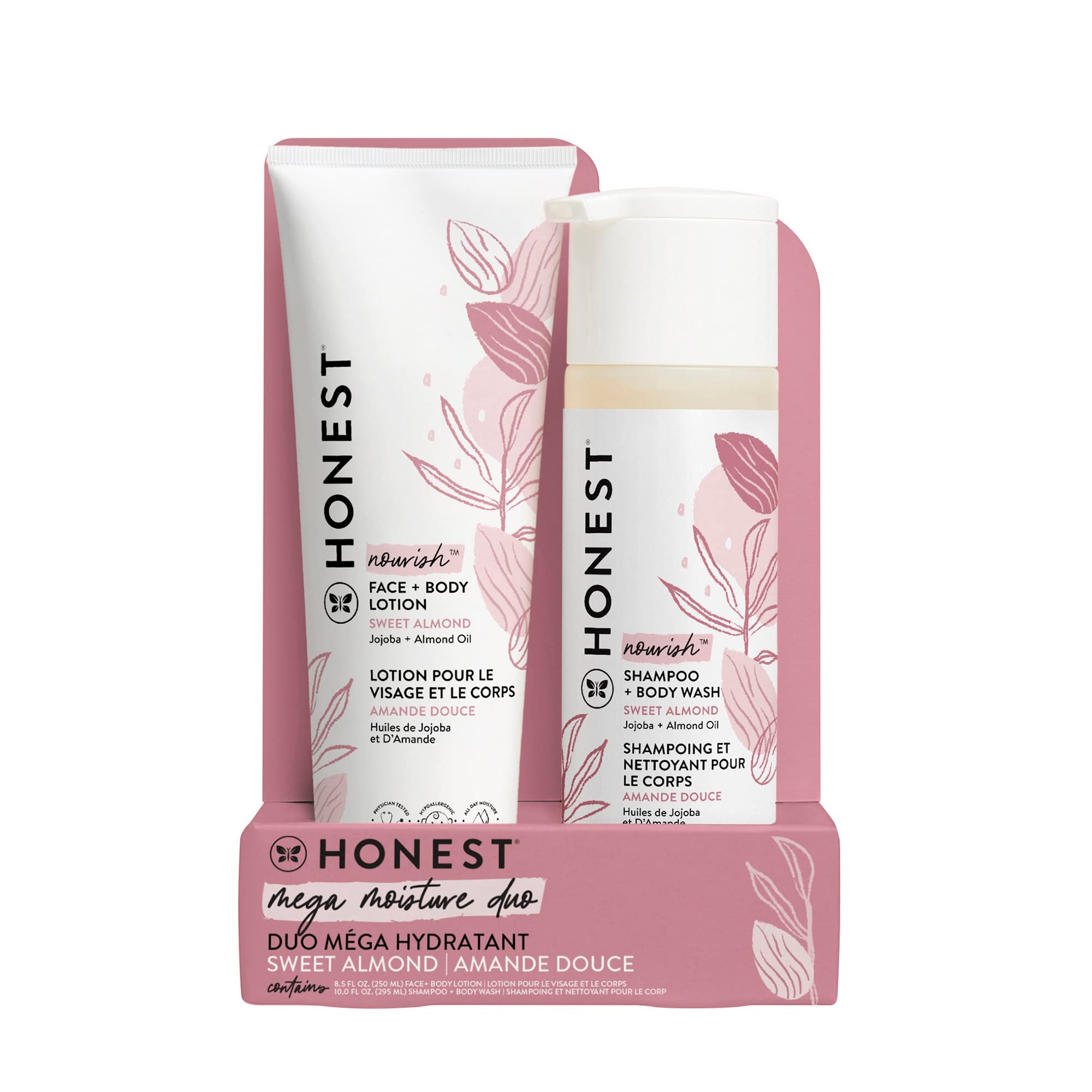 The Honest Company 2-in-1 Cleansing Shampoo Body Wash and Face Body Lotion  Bundle Gentle for Baby Naturally Derived Sweet Almond Nourish 18.5 fl oz  Sweet Almond Nourish 1 Count (Pack of 1)
