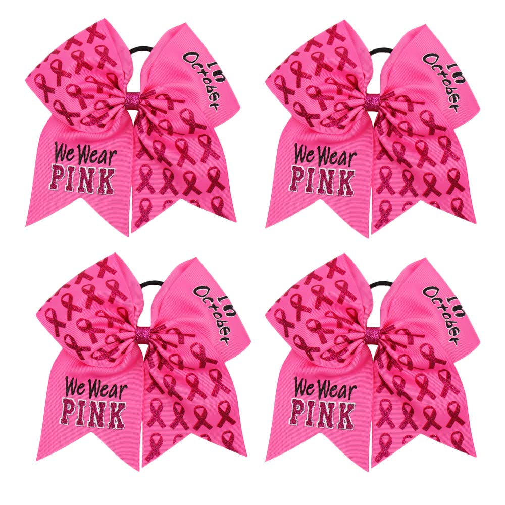 Pink Ribbon Hair Bows, Breast Cancer Ribbon Pony Tail Holder