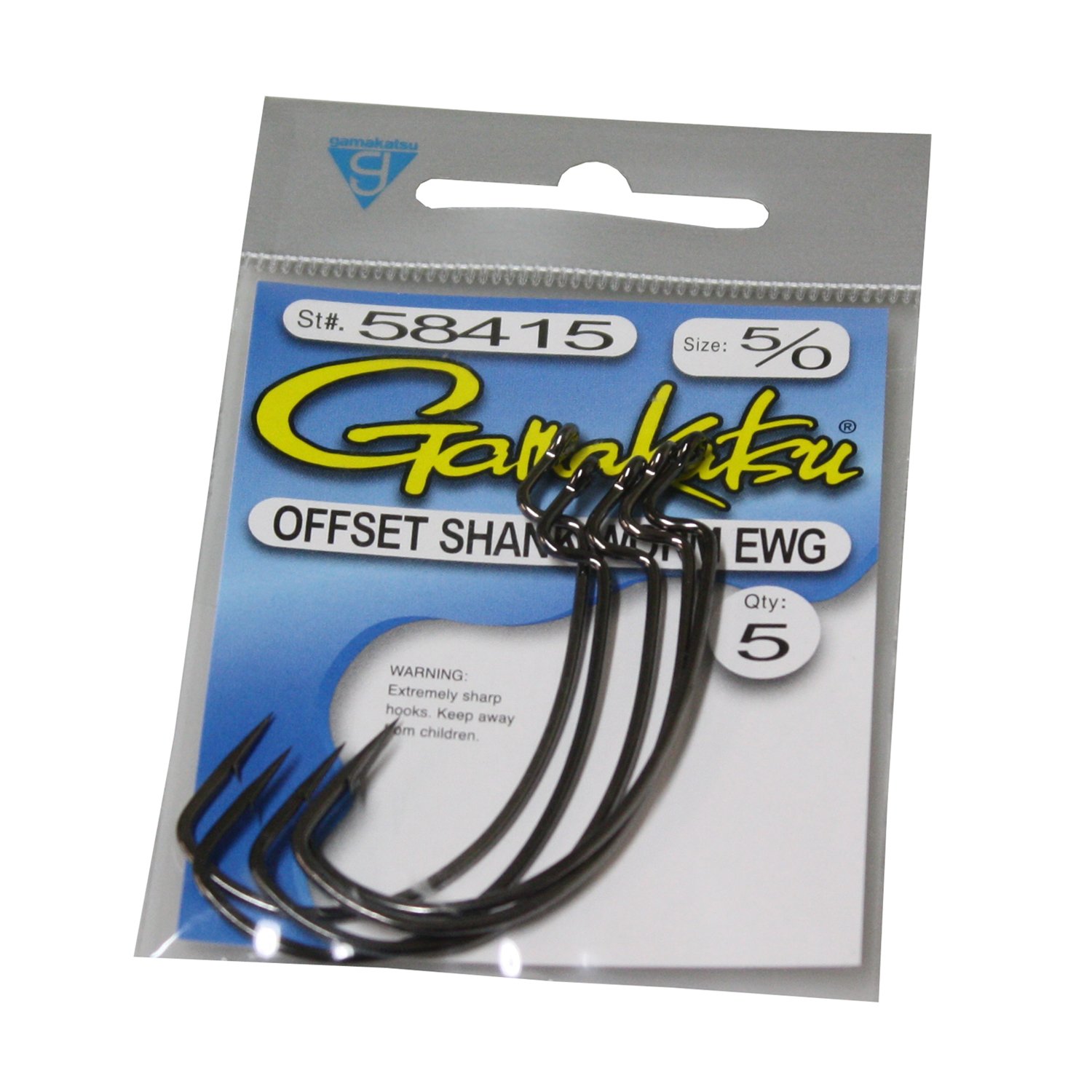 Gamakatsu Black EWG Offset Worm Hook 5/0, 5 Pack