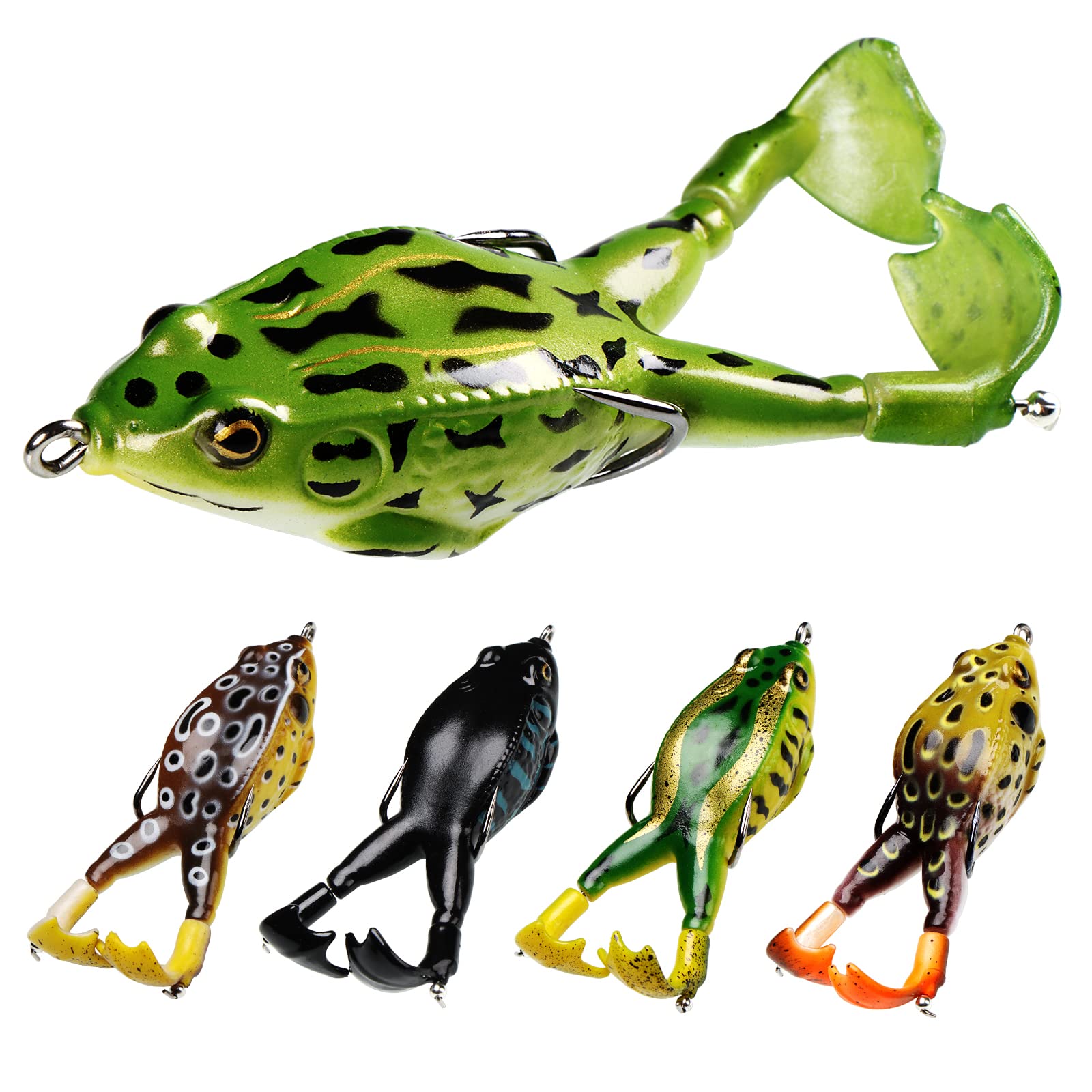Pelican Mate Topwater Frog Lures Double Propellers Soft Silicone Bass Bait  Realistic Frog Lures Kit Set