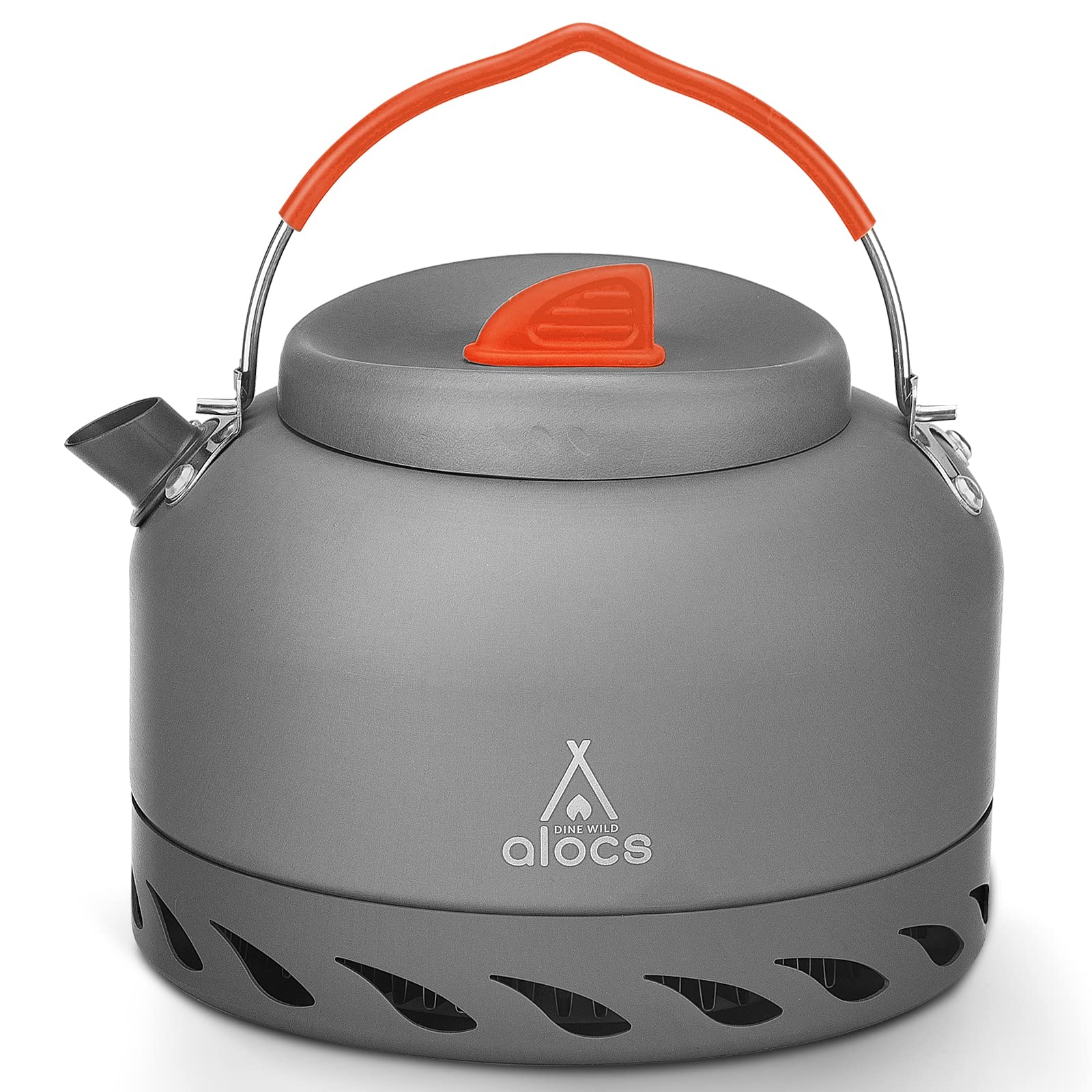 Alocs 1.3L Camping Kettle with Heat Exchanger Aluminum Portable Camping Tea  Kettle Compact Outdoor Hiking Picnic Camping Water Kettle Lightweight Teapot  Coffee Pot