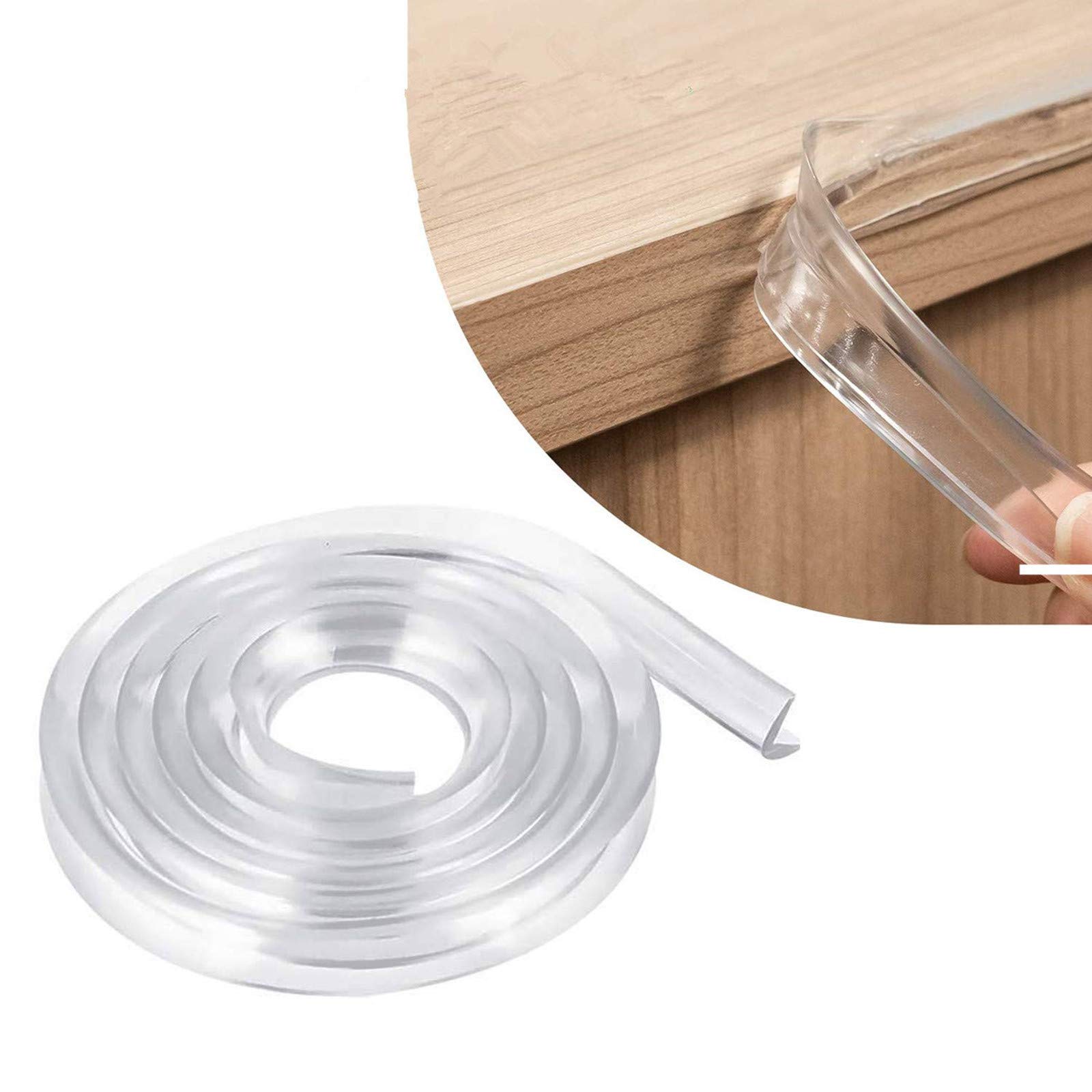 Corner Protectors Strip Clear Transparent, E-PRONSE 6M/20FT Furniture Table  Edge Protectors Soft Silicone Bumper Strip with 14M Strong Adhesive Tape  for for Cabinets, Tables, Drawers 6m 10mm