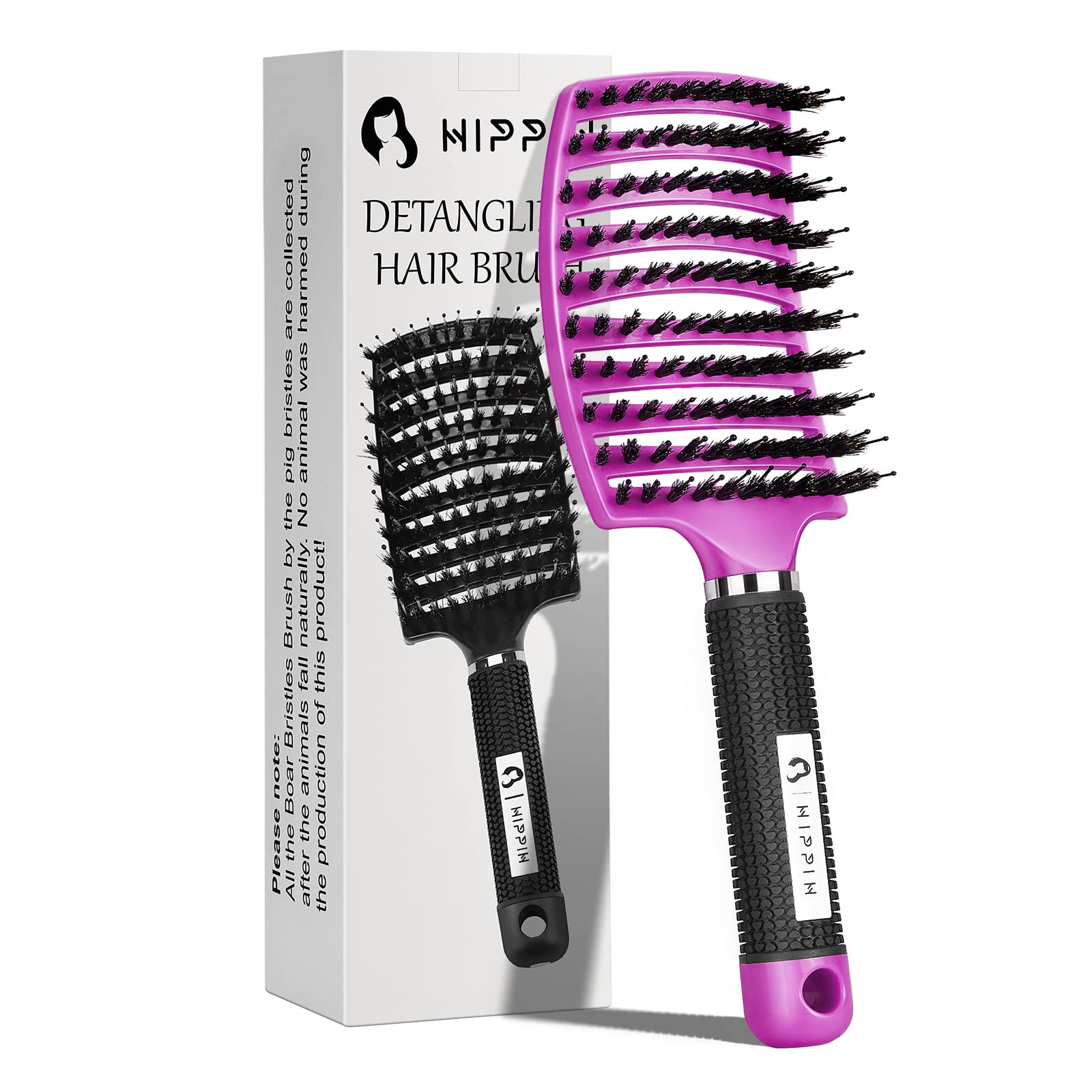 Hair Brush HIPPIH Faster Blow Drying Detangling Brush Curved