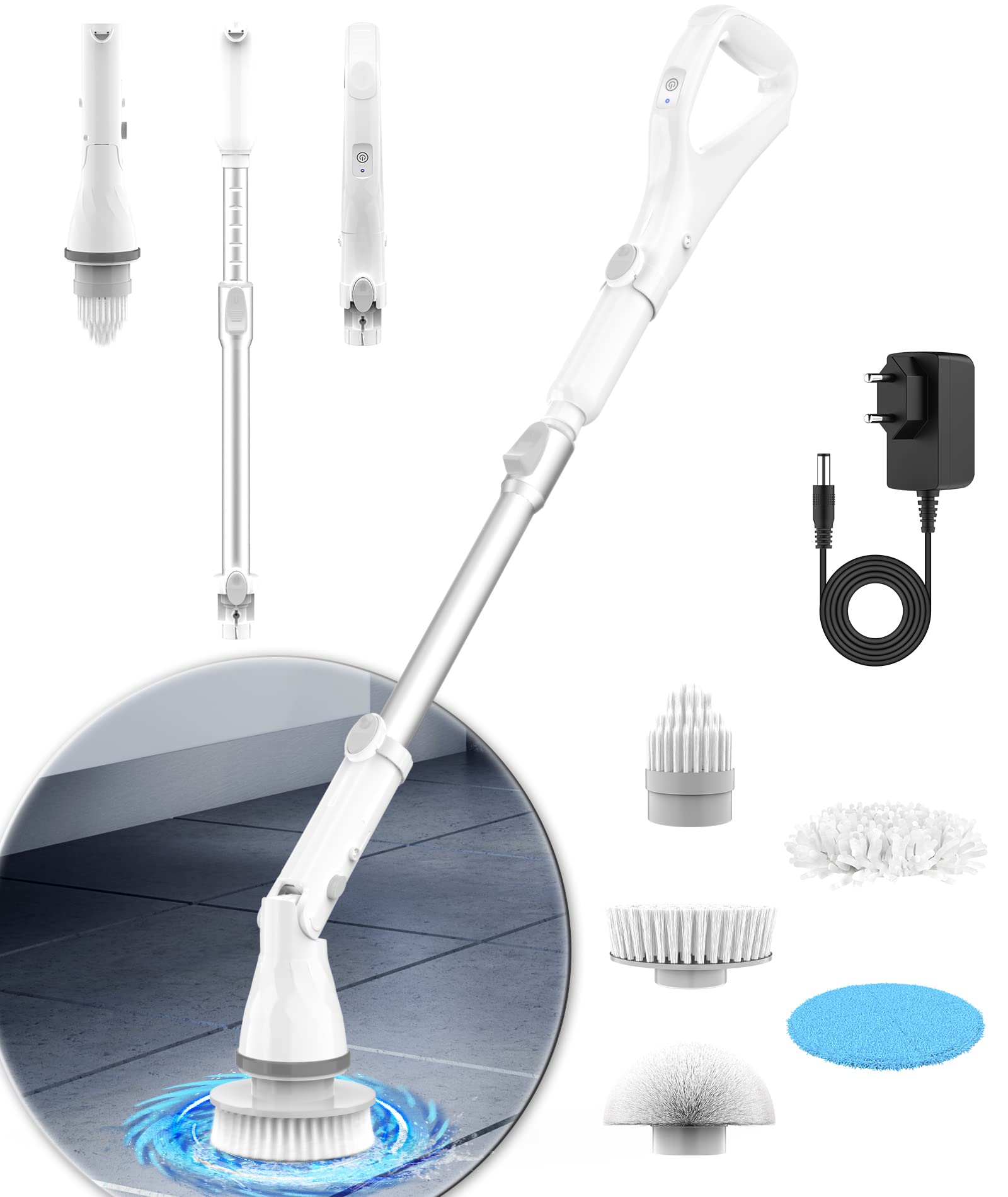 Electric Spin Scrubber Shower Scrubber with Long Handle for