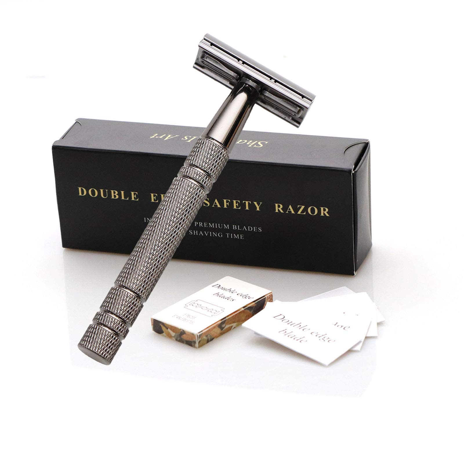 LEYMING Double Edge Safety Razor with 10pcs Blades, Metal One Single Blade  Razor, Classic Wet Shaving