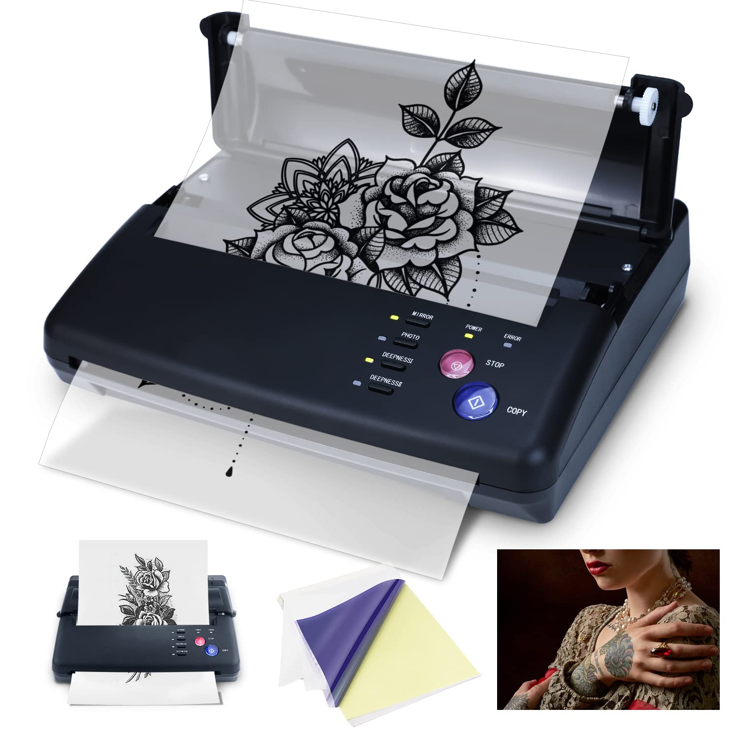Bcetasy Tattoo Transfer Stencil Printer with Free 20PCS Transfer