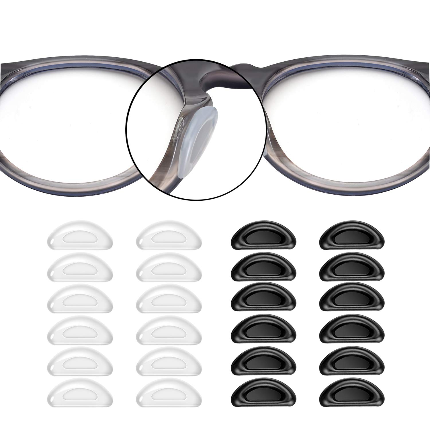5 Pairs Anti-Slip Silicone Nose Pads for Eyewear - Stick-On Comfort Pads  for Glasses and Sunglasses TIKA