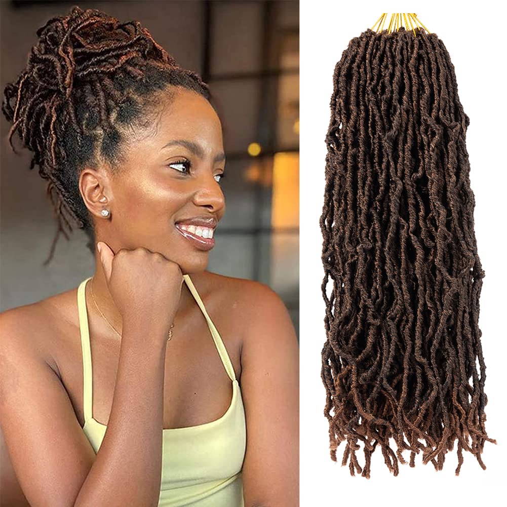 Ubeleco 18 Inch Soft Locs Crochet Hair, Ombre Natural Black Brown  Pre-Looped Faux Locs Crochet
