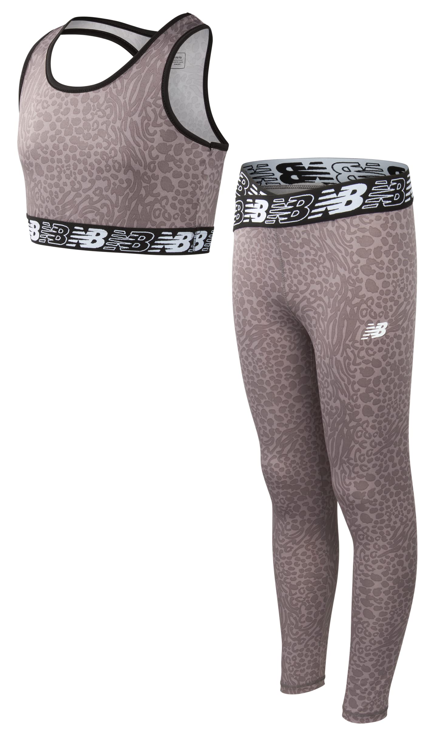 New Balance Girls' Active Legging Set - 2 Piece Performance Racerback Training  Bra and Yoga Pants (7-16) Zinc 14/16