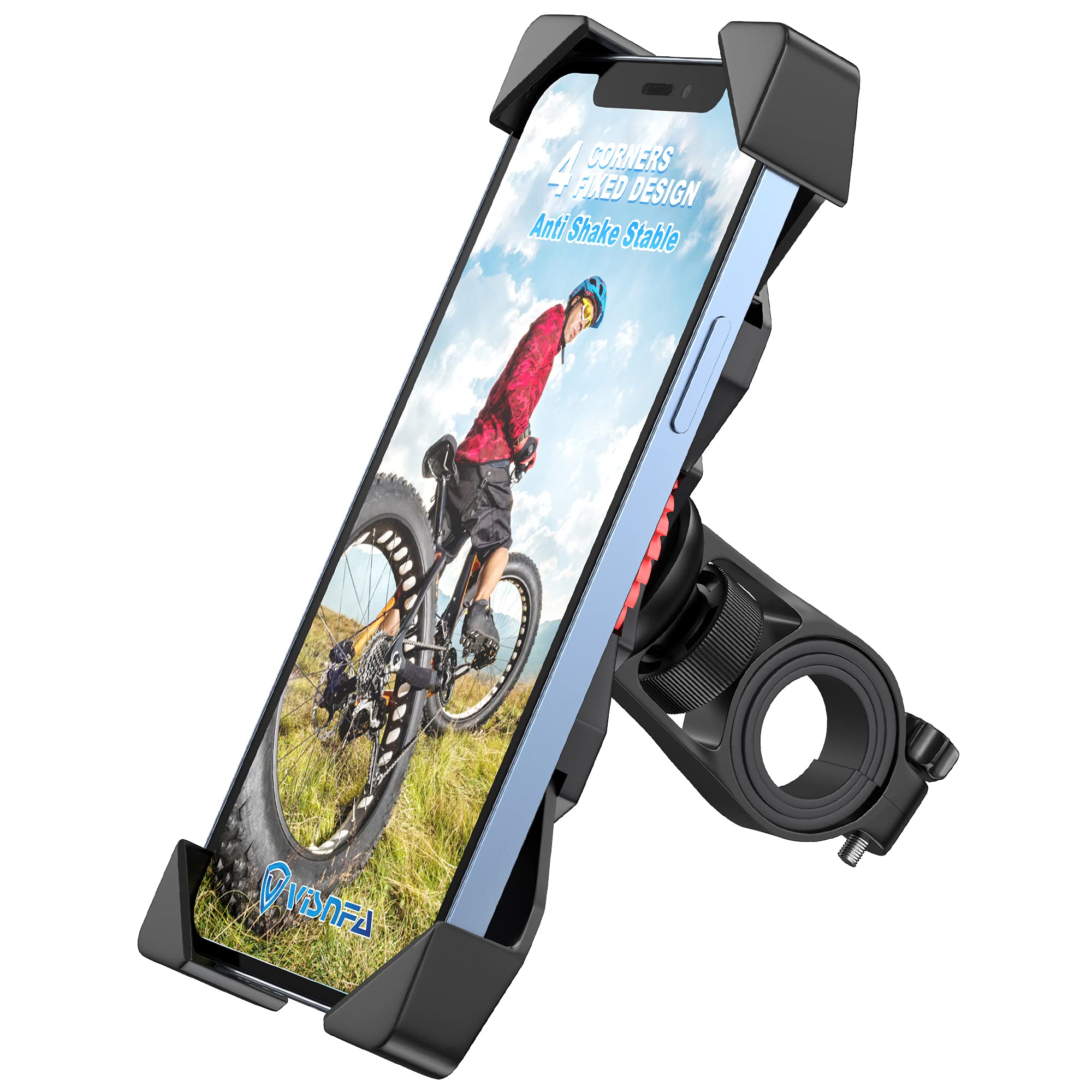 visnfa Bike Phone Mount Anti Shake and Stable Cradle Clamp with 360  Rotation Bicycle Phone mount / Bike Accessories / Bike Phone Holder for  iPhone Android GPS Other Devices Between 3.5 to 6.5 inches