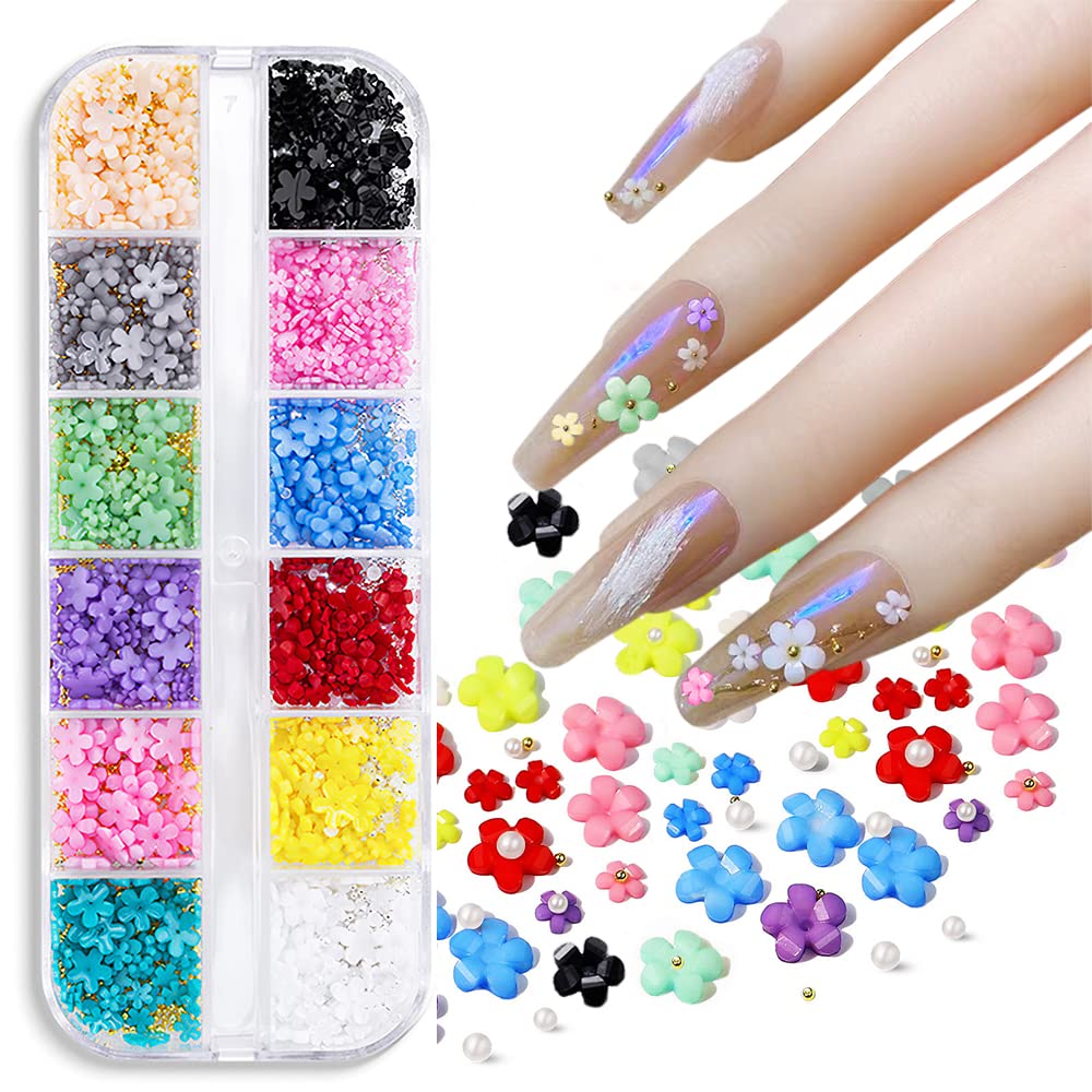 Flower Nail Charms Mixed Rhinestones Gold Beads 3D Nail Flower - China  False Nail Patch and Fingernails price
