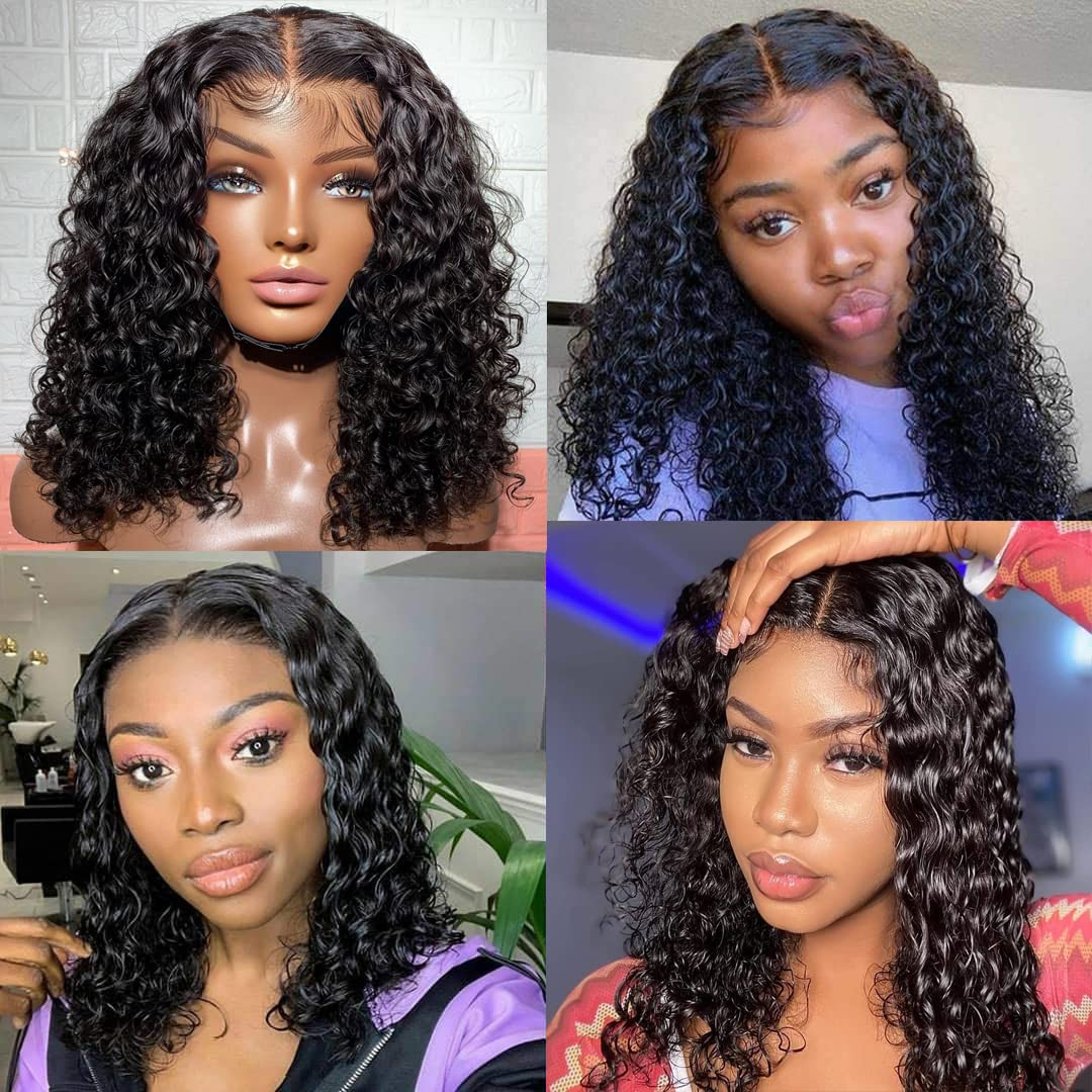 4x4 Water Wave Lace Front Wigs for Black Women Brazilian Virgin HD Lace  Closure Wigs Human