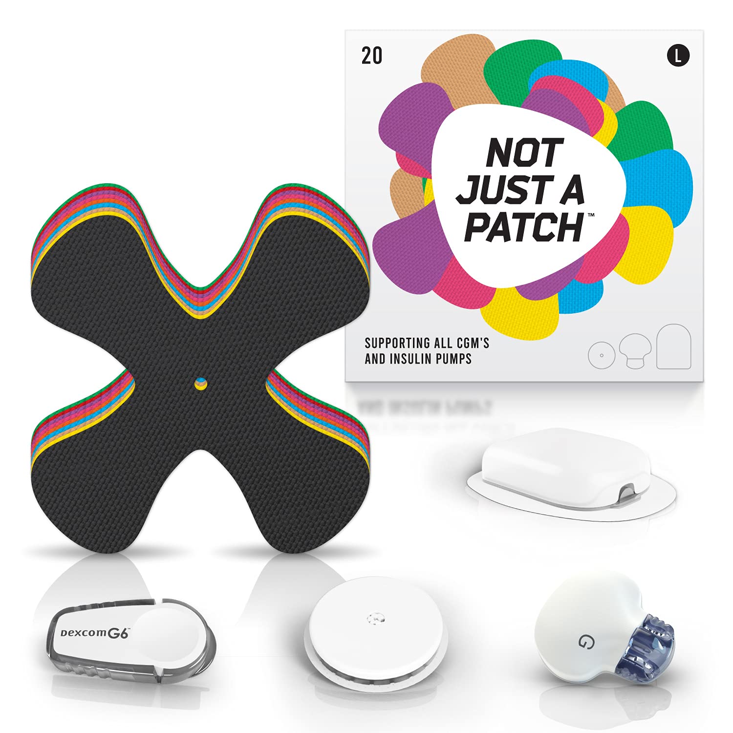 Not Just A Patch X-Patch CGM Sensor Patches (20 Pack) - Water Resistant  Omnipod 5 Adhesive Patches - Durable for Active Lifestyle for 10-14 Days 