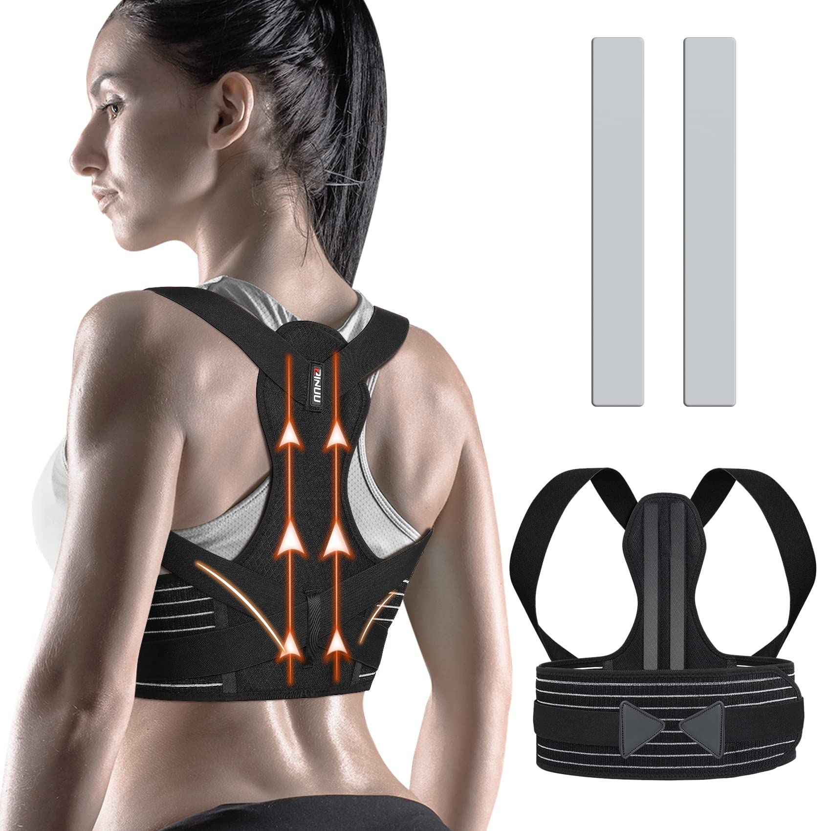 ZINUU Posture Corrector for Women and Men - Lower Back Support Belt Upper Back  Brace Adjustable Shoulder