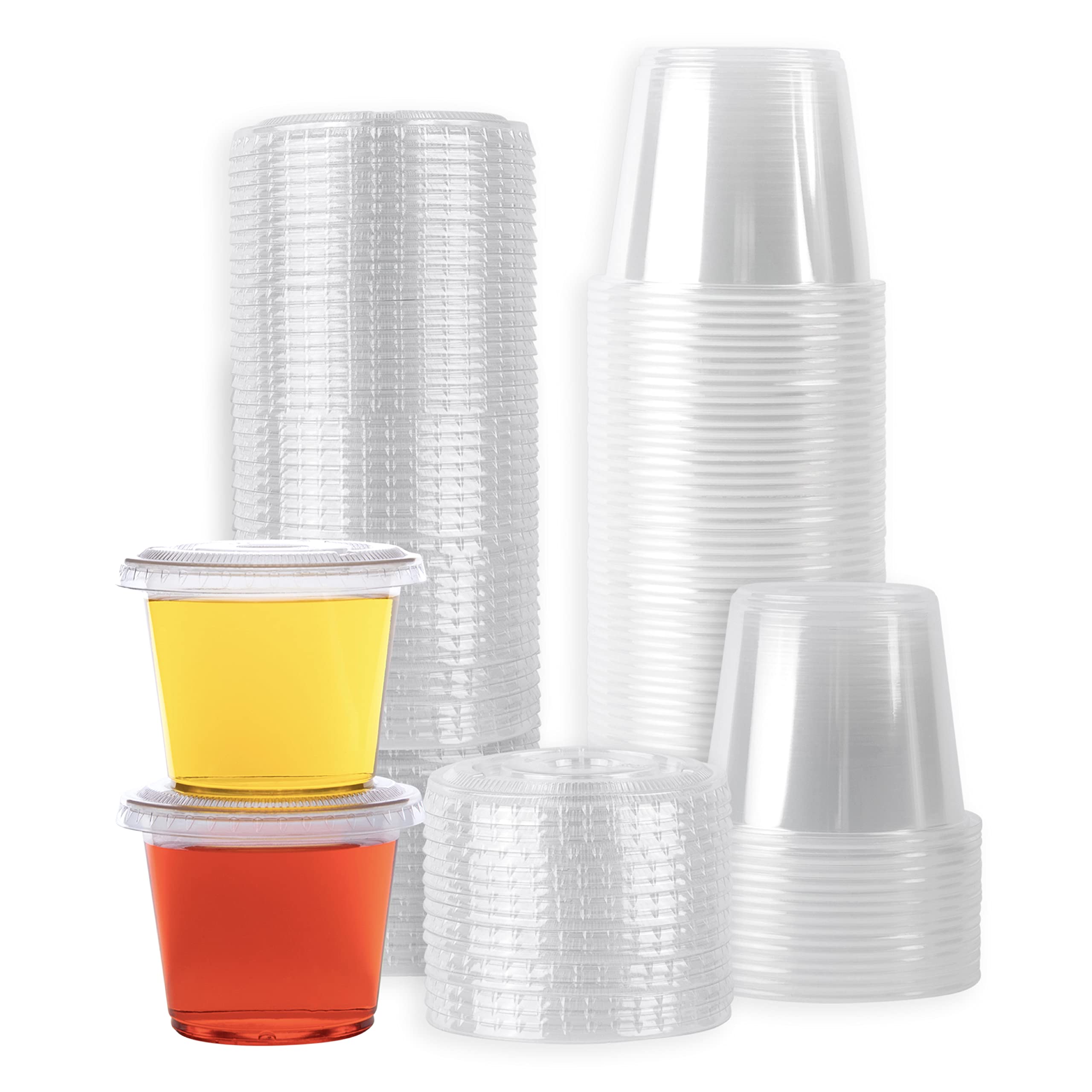 100 Sets 5.5 oz Small Plastic Containers with Lids, Jello Shot