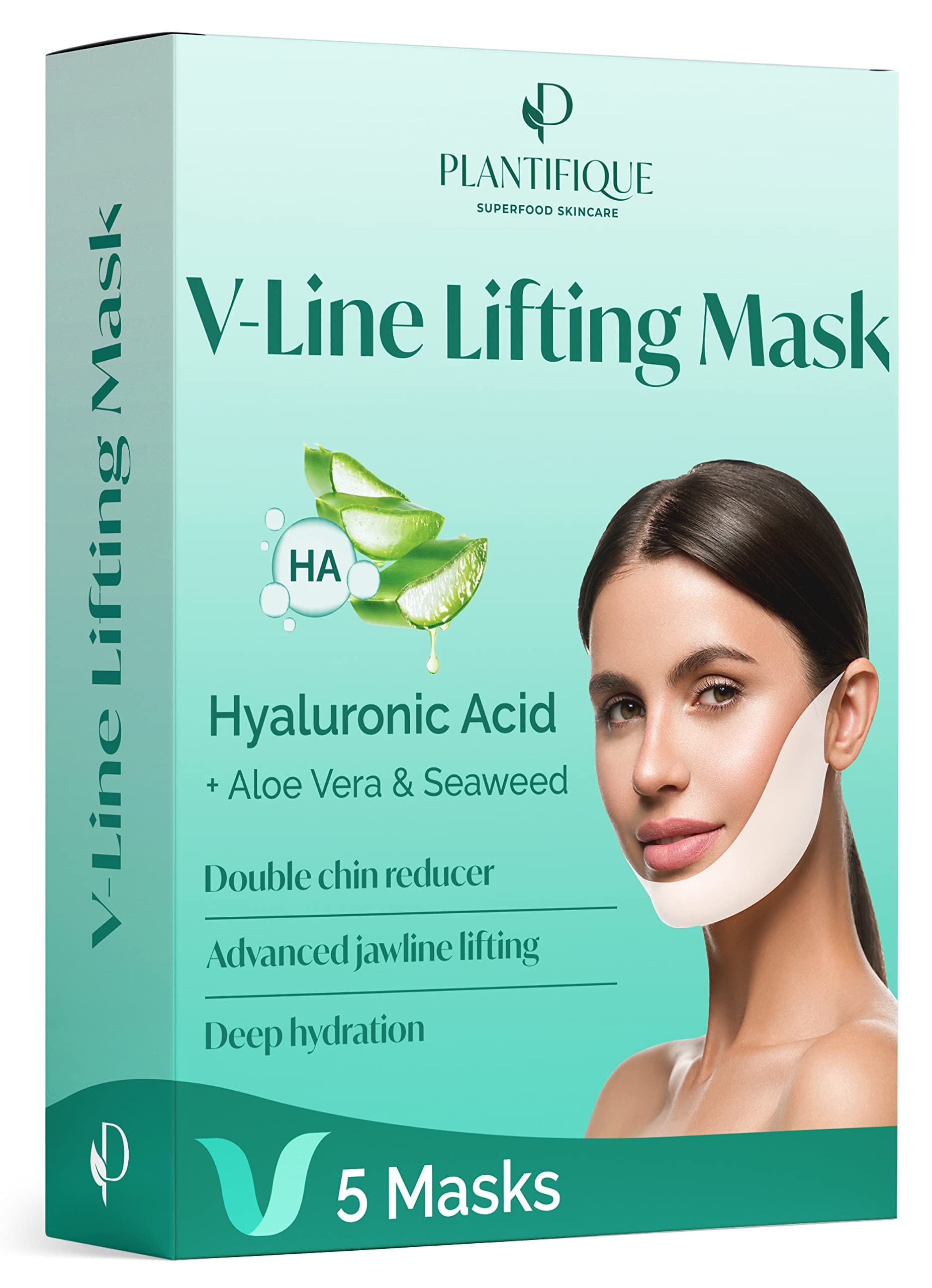 PLANTIFIQUE V-Line Lifting Face Mask - 5 PCS V Shape Face Lift Tape Mask  for Skin
