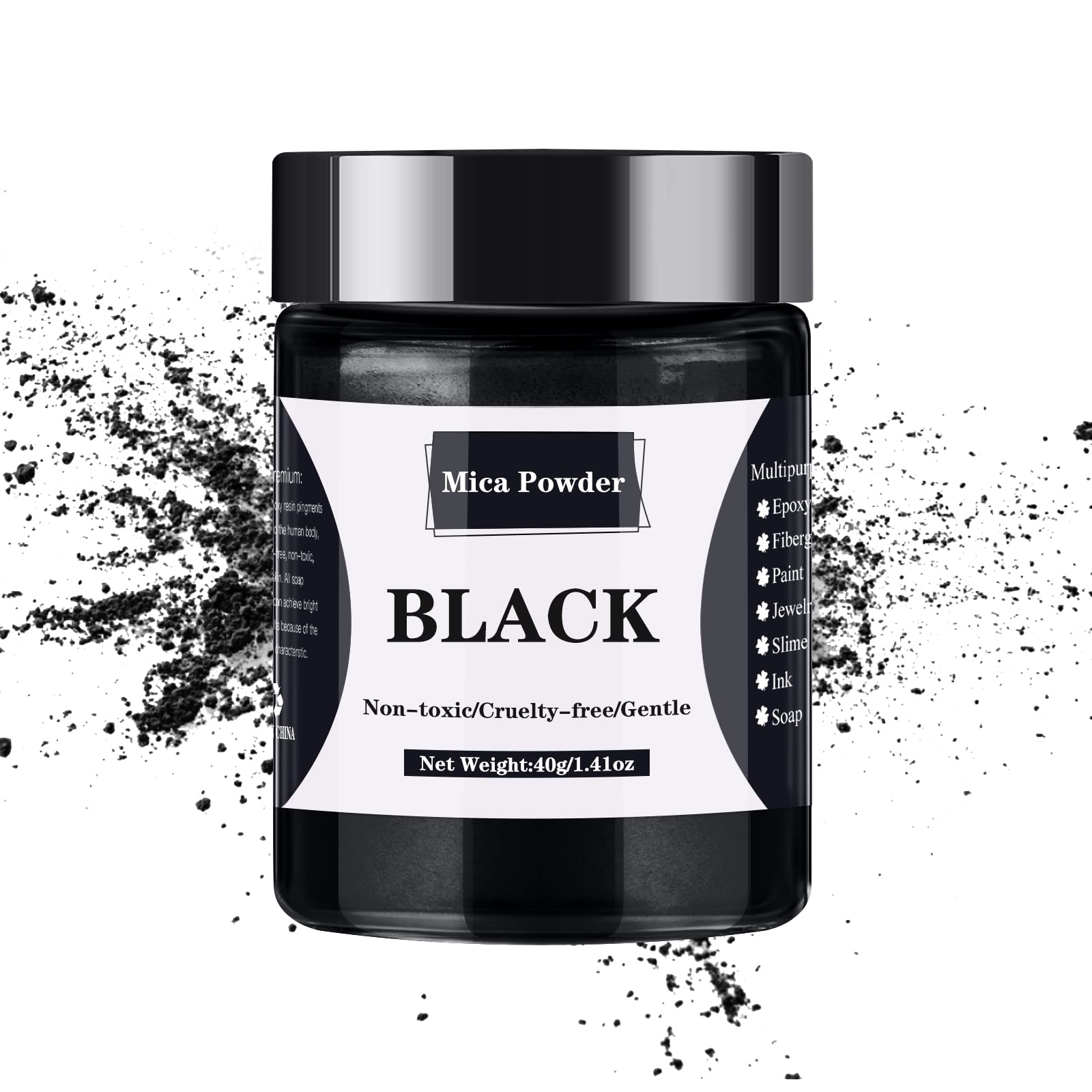 Mica Powder - 40g Mica Powder for Epoxy Resin - Pigment Powder Dye for Resin/Eye  Shadow/Soap Making/Nails/Bath Bombs etc. (Black)