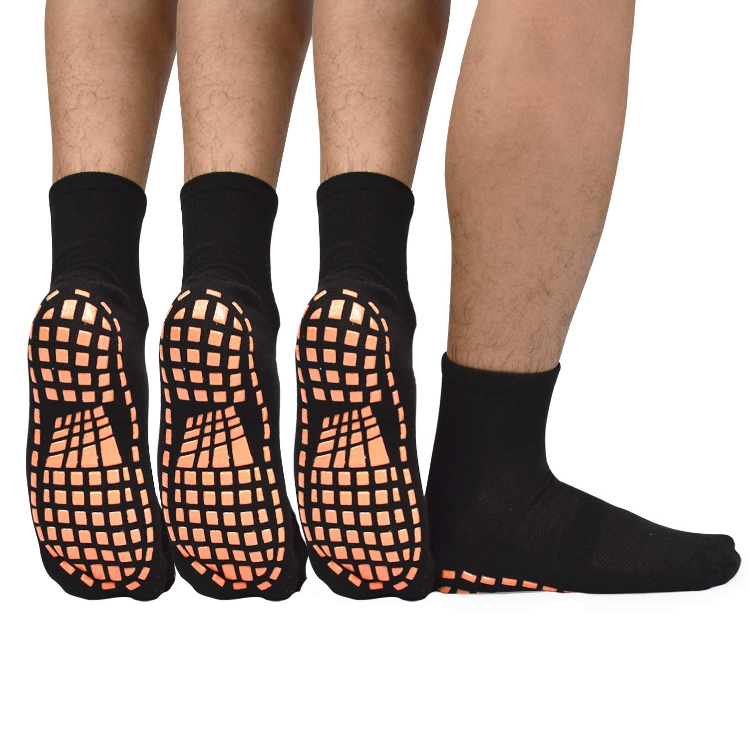 ELUTONG Men Non Slip Sticky Grips Socks 3 Pairs Tile Wood Floors Anti-Skid  Workout Yoga