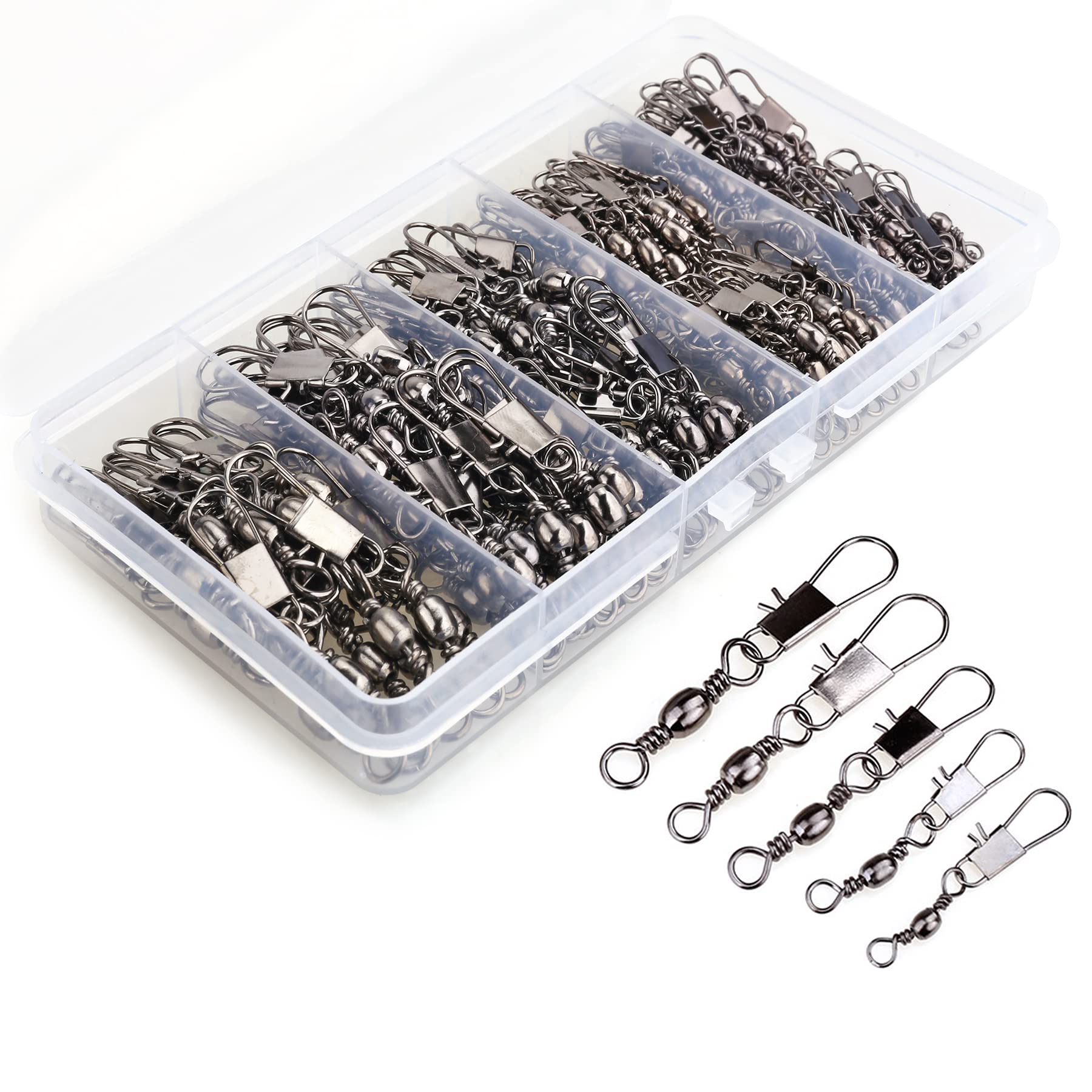 MOBOREST 200PCS Barrel Snap Swivel Fishing Accessories, Premium Fishing  Gear Equipment with Ball Bearing Swivels Snaps