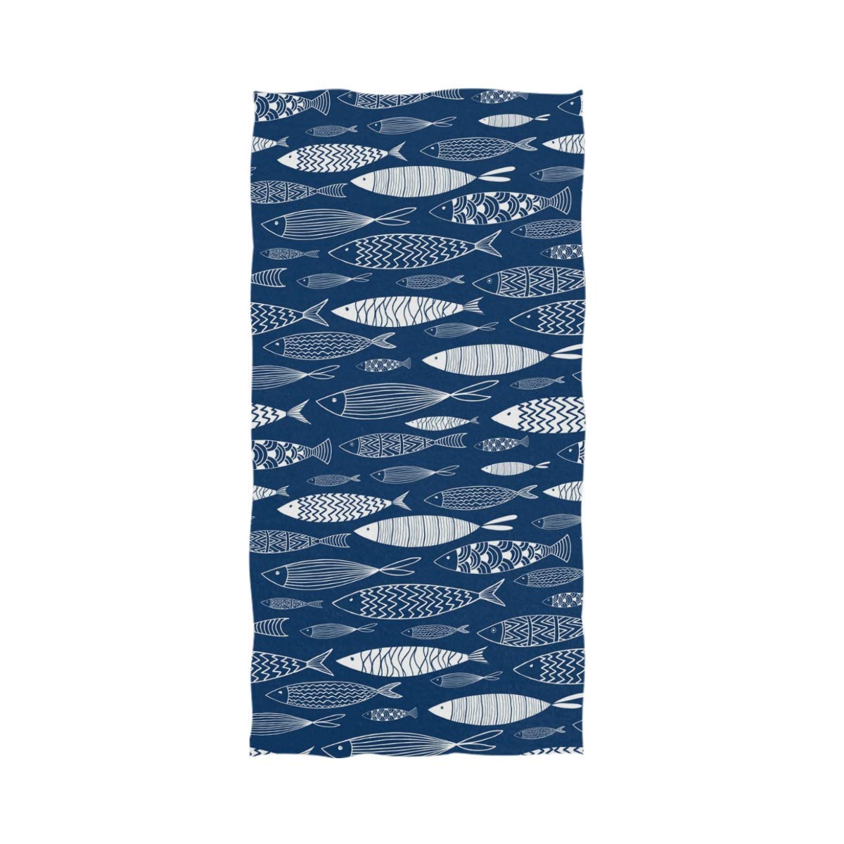 Naanle Stylish Realistic Underwater Shoal of Fish Soft Highly Absorbent  Large Hand Towels Multipurpose for Bathroom, Hotel, Gym and Spa (16 x  30,Navy Blue) Fishes