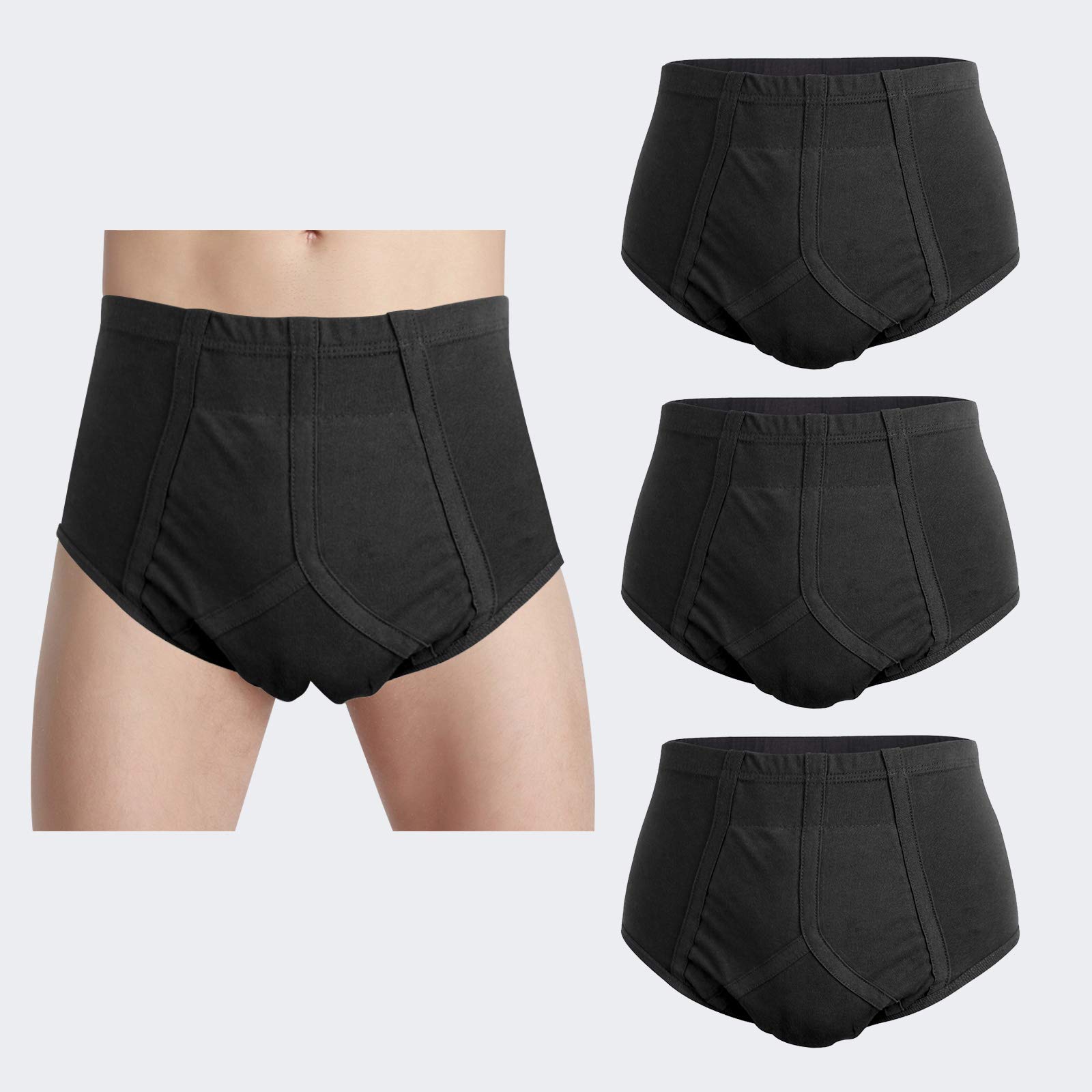 Men's Incontinence Underwear 3-Packs Bladder Control Briefs Washable Urinary  Underwear