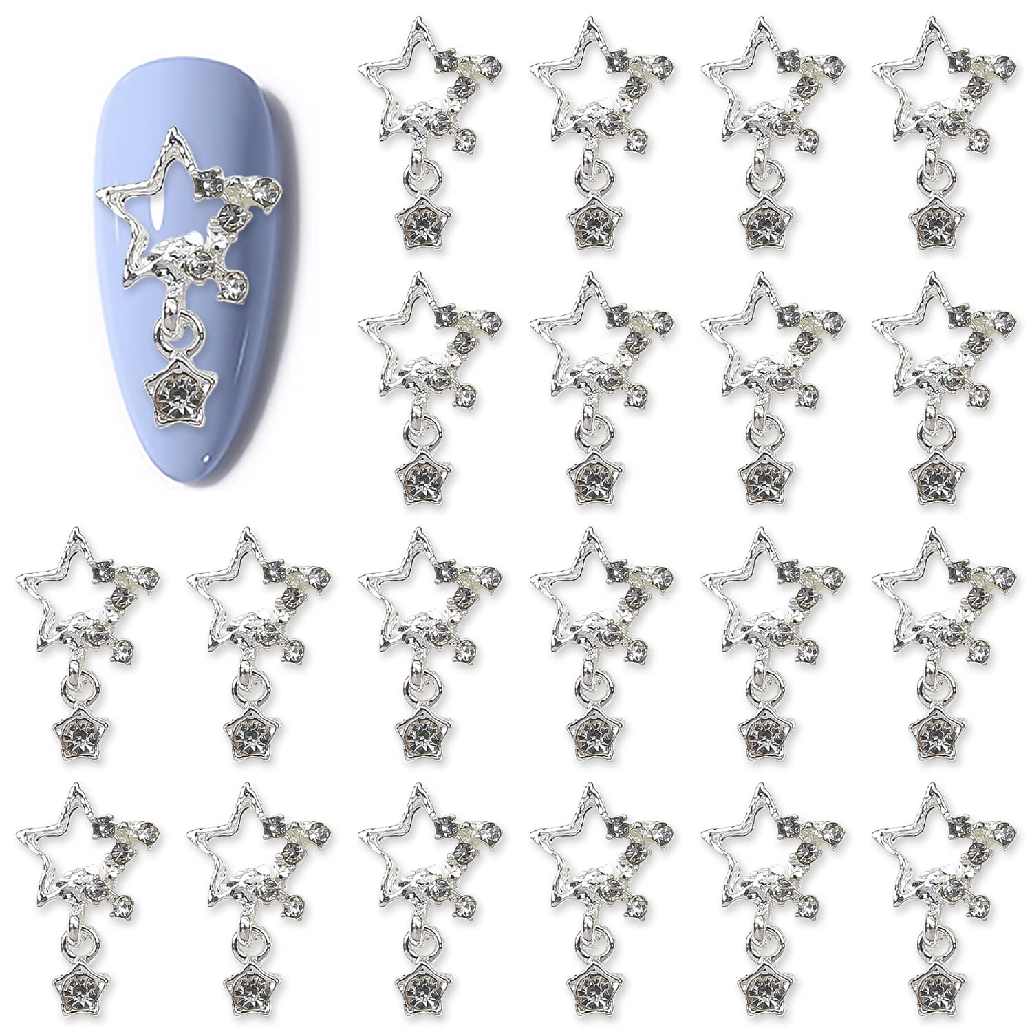 WOKOTO 20 Pcs Dangle Cross Nail Charms Silver Nail Charms for Nail Art  Jewels Luxury Nail Rhinestones and Pearls Decorations for Nails Designs  Charms 3D Cross Charms for Acrylic Nails Gems for