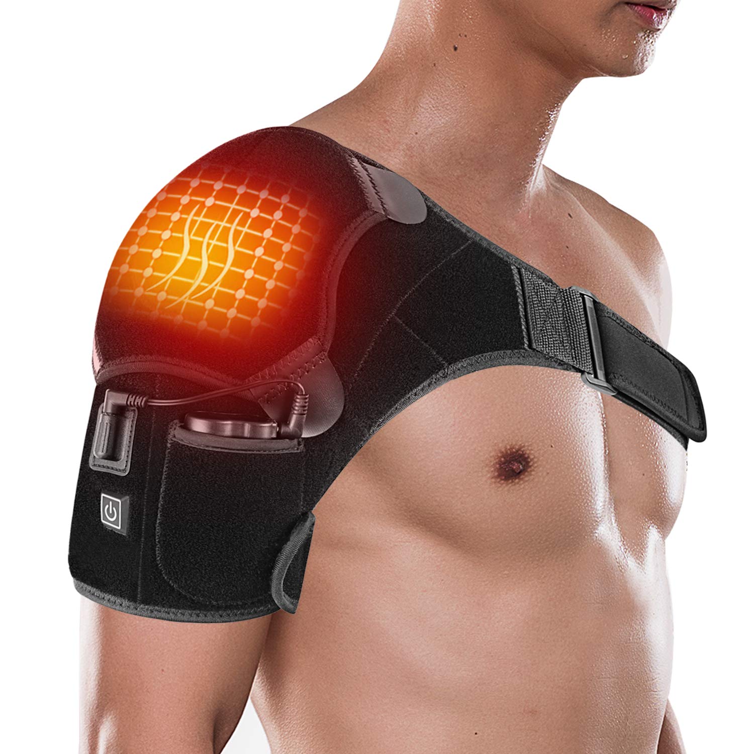 Heated Shoulder Brace Wrap with Battery Portable Electric Wireless